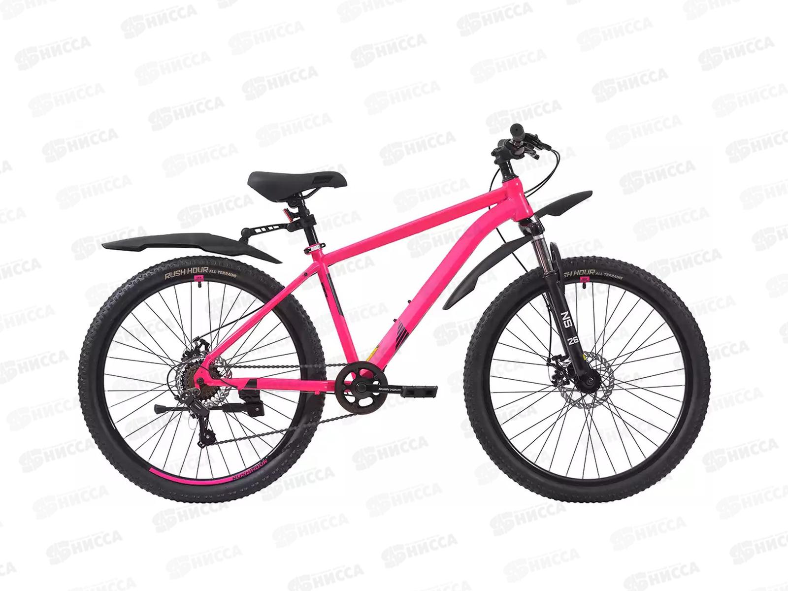 Велосипед 26" 7ск RUSH HOUR NX 605 DISC ST розовый рама 16", 377990