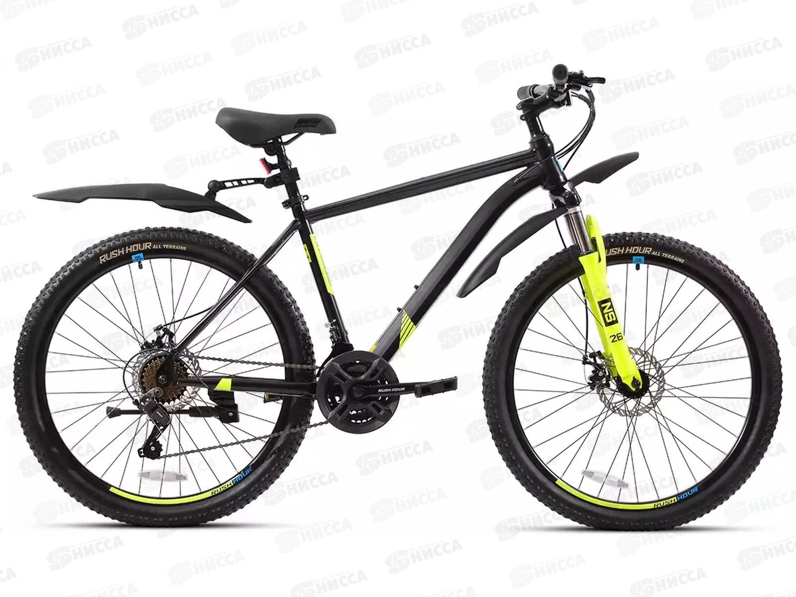 Велосипед 26" 21ск RUSH NX 615 DISC ST черный рама 18", 320036
