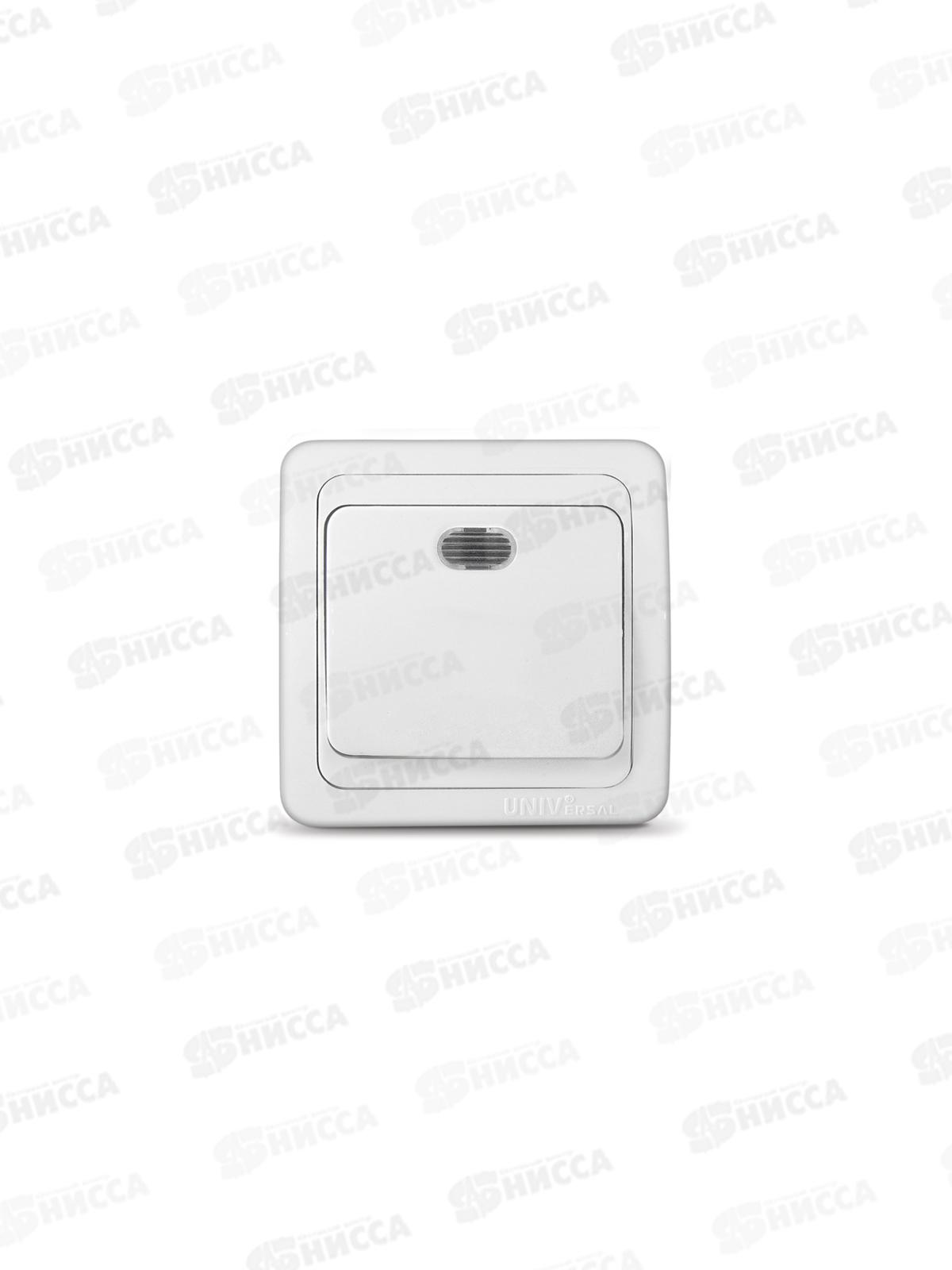 Выключатель Валери 1-клавиша скрытой установки, 10А, 220В, подсветка, белый, В0121*10