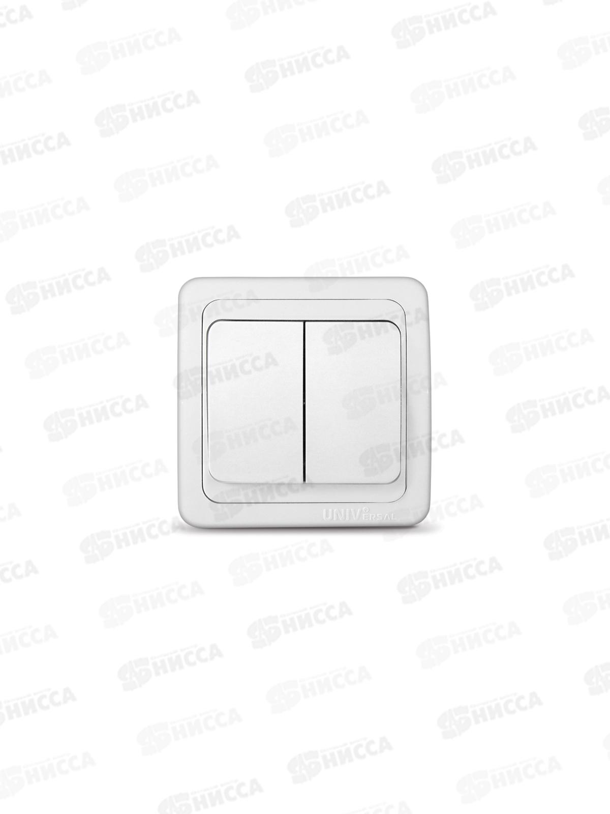 Выключатель Валери 2-клавиши скрытой установки, 10А, 220В, белый, В0023*10