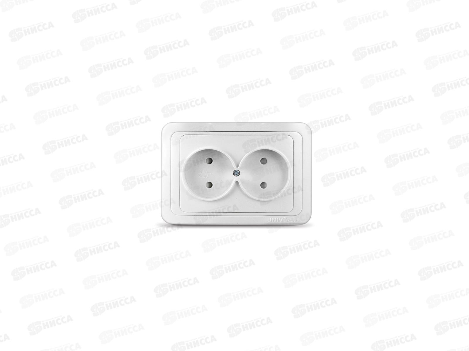 Розетка Валери 2-местная скрытой установки, без заземления, з/ш, 16А, 220В,белая, В0102х*10