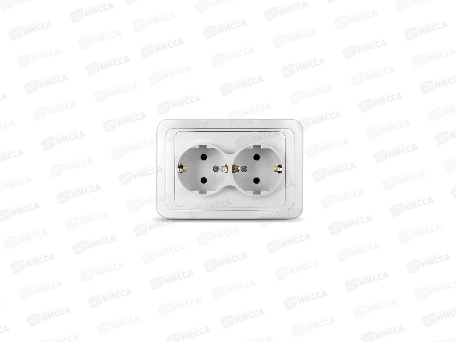 Розетка Валери 2-местная скрытой установки, с заземлением, 16А, 220В,белая, В0128*10