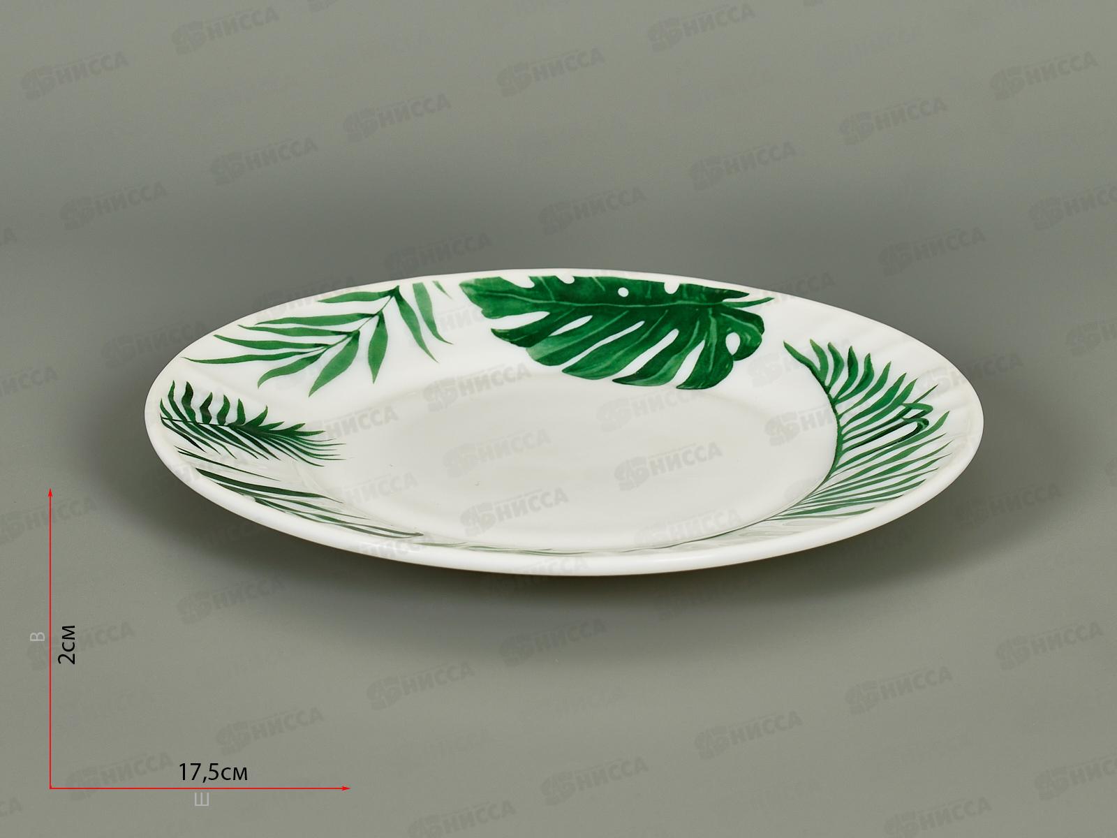 Тарелка плоская круглая 17,5см папоротник 20019-т7 *6/72