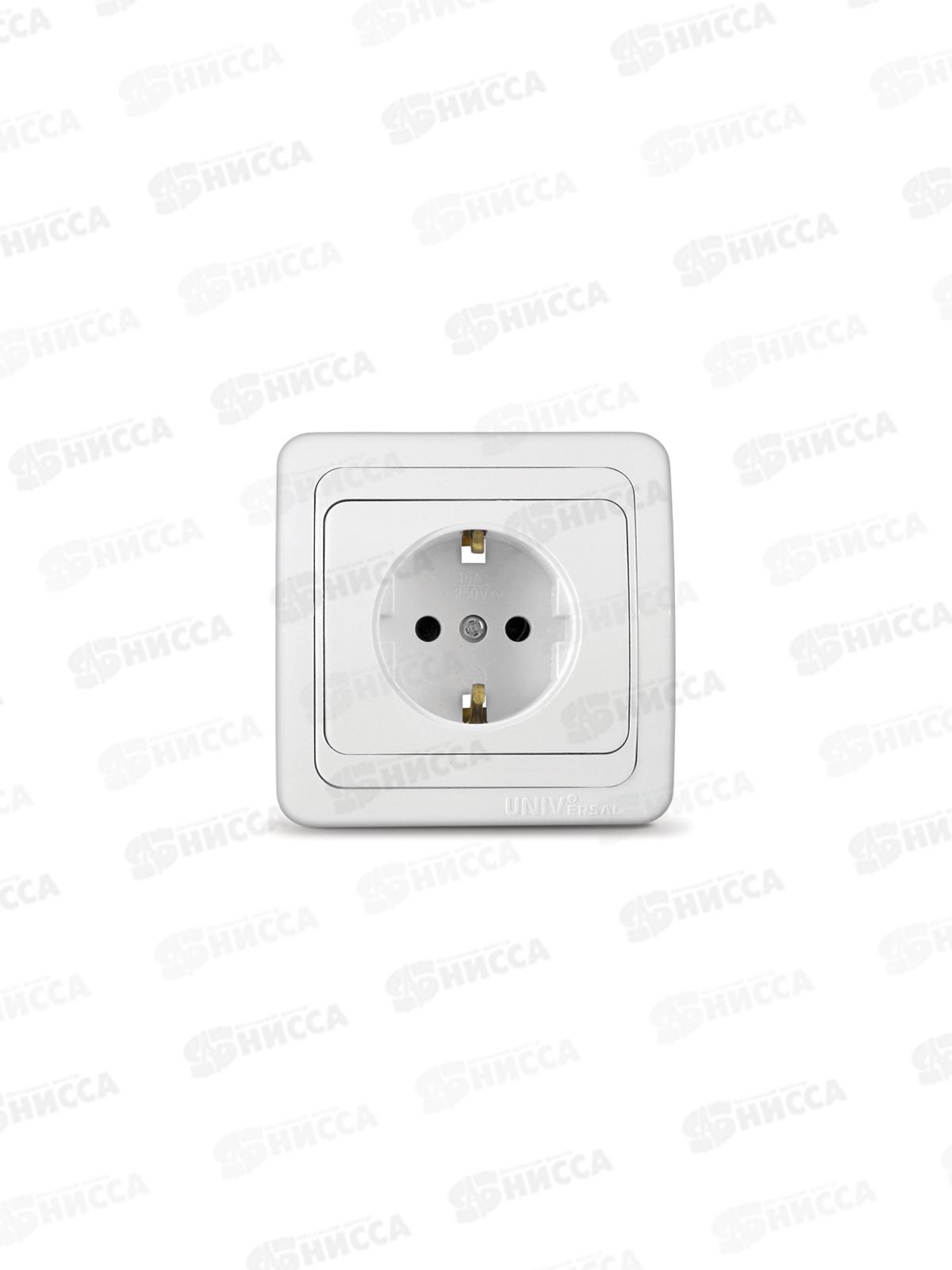 Розетка Валери 1-местная скрытой установки, с заземлением,  16А, 220В,белая, В0028*10