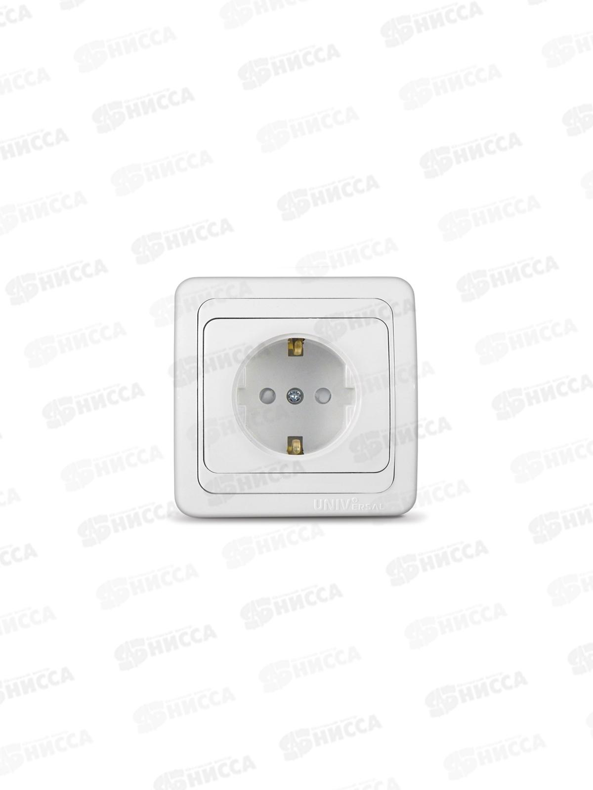 Розетка Валери 1-местная скрытой установки, с заземлением, з/ш, 16А, 220В,белая, В0028х*10