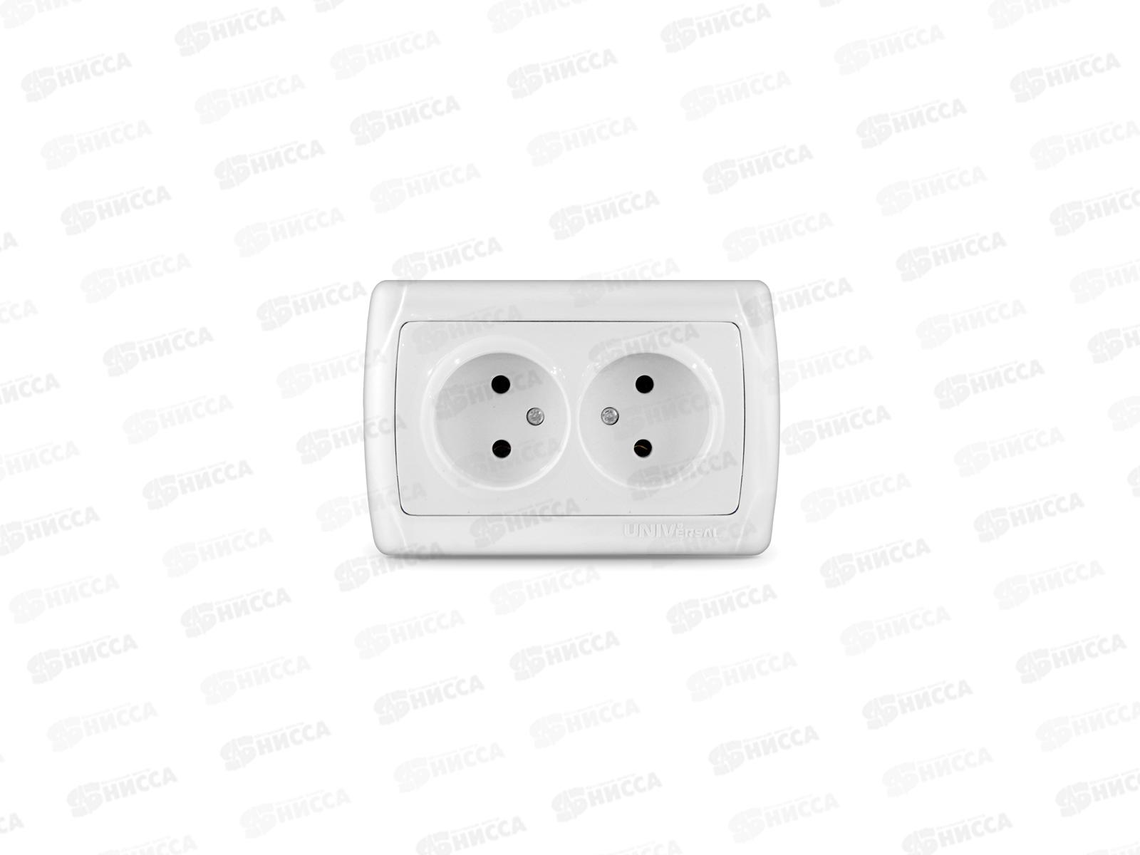 Розетка Маргарита 2-местная скрытой установки, без заземления,16А, 220В,белый, М0102