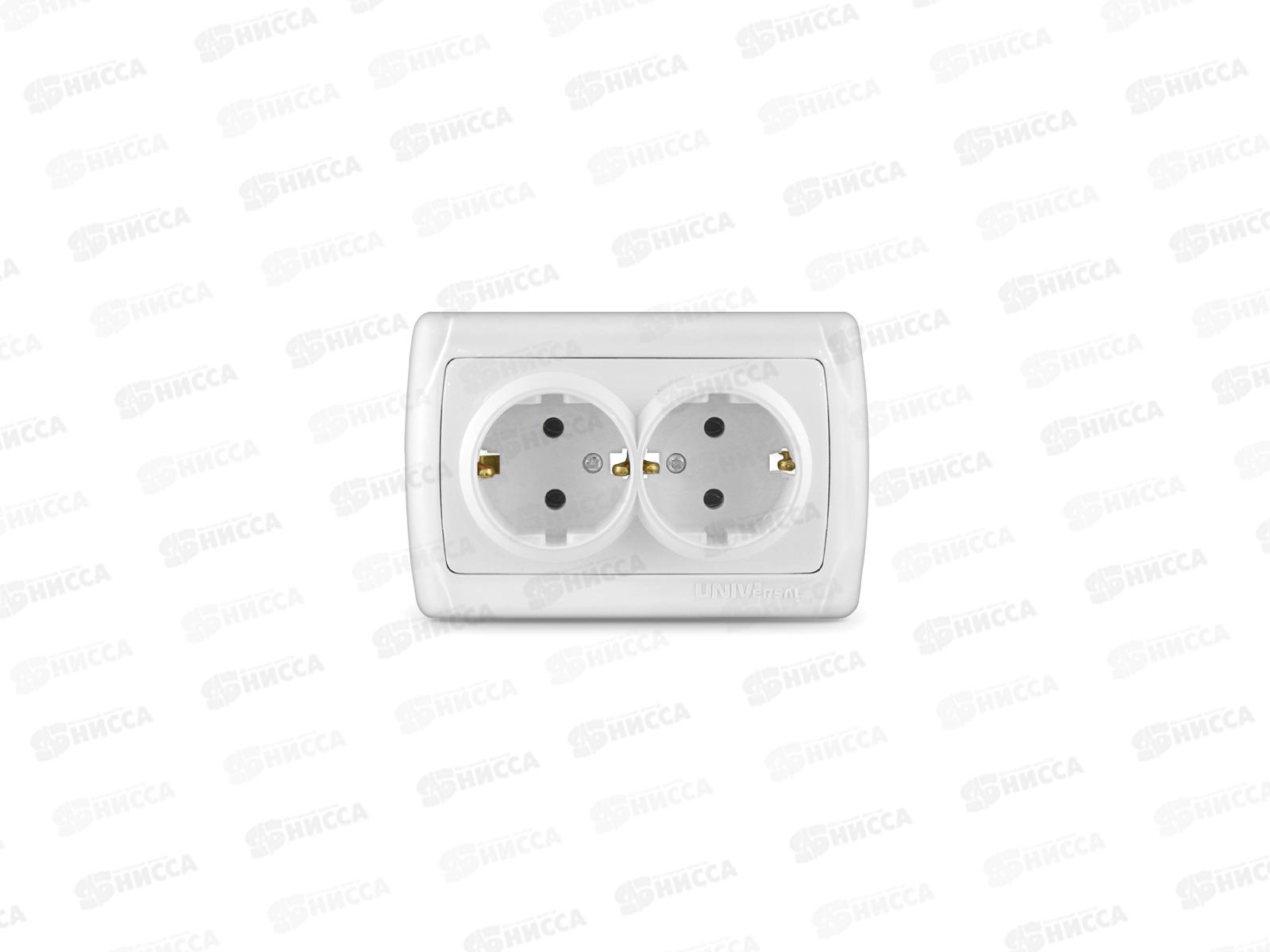 Розетка Маргарита 2-местная скрытой установки, с заземлением,16А, 220В,белый, М0128
