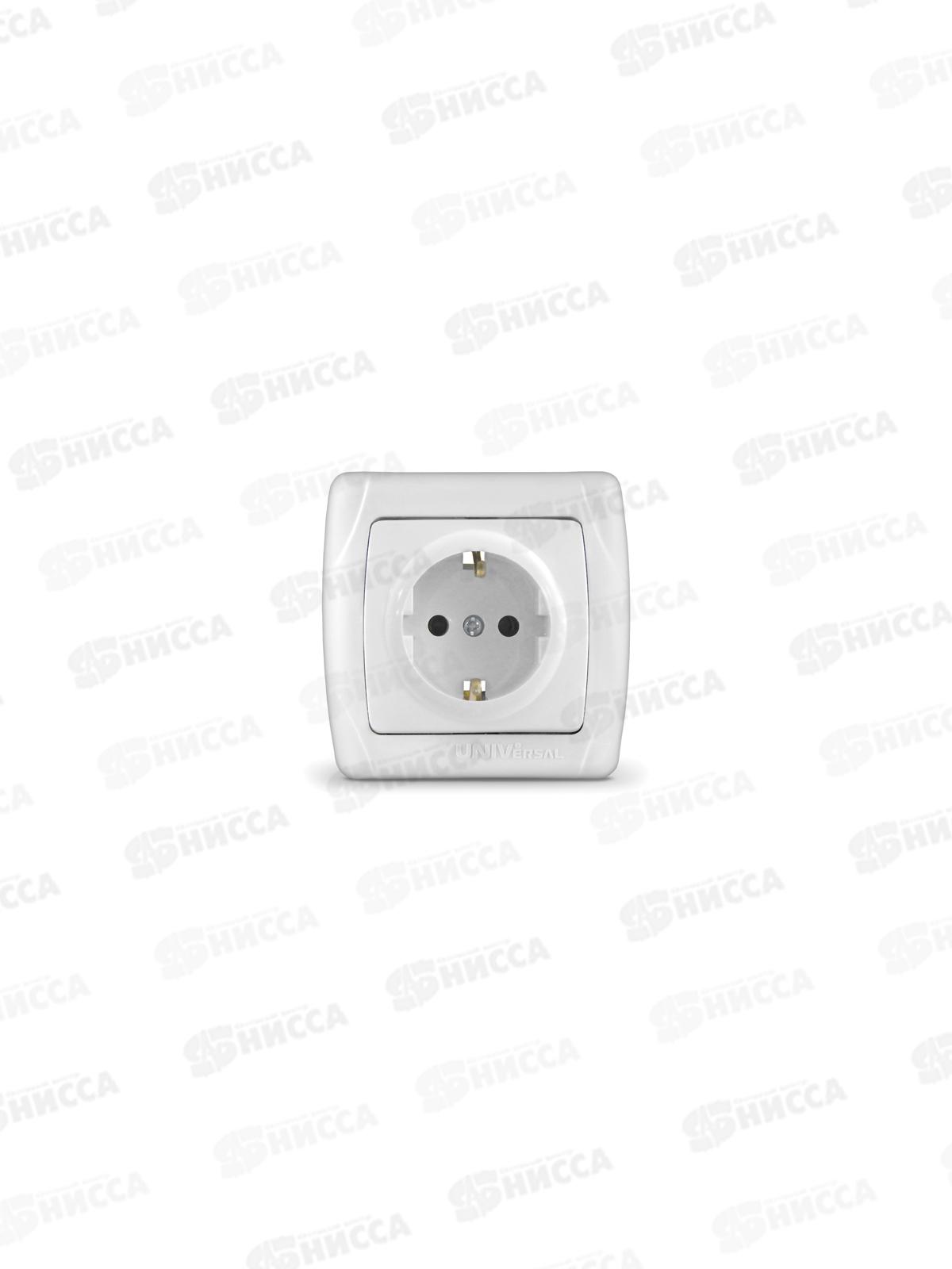Розетка Маргарита 1-местная скрытой установки, с заземлением,16А, 220В,белый, М0028