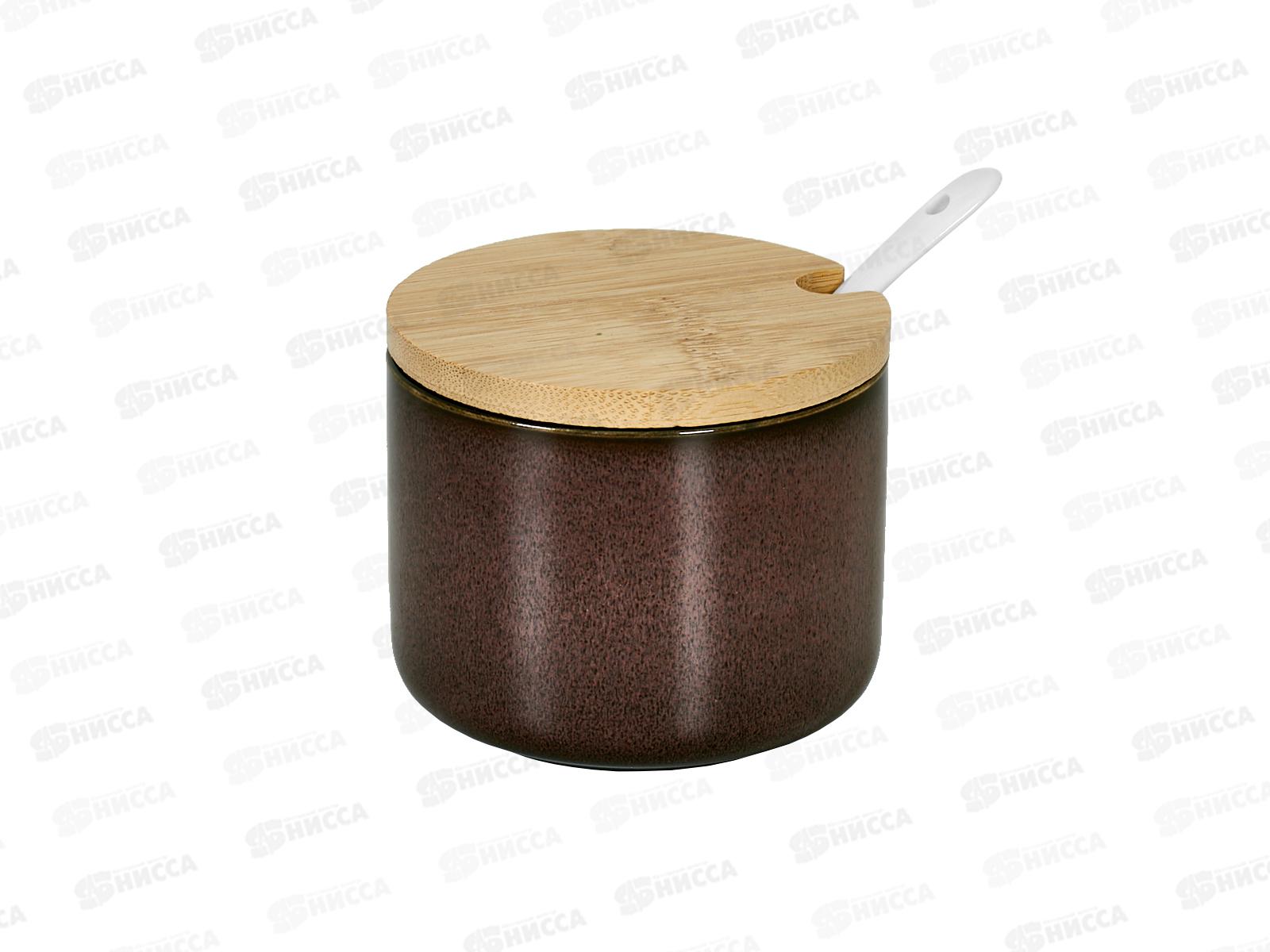 Сахарница с бамбуковой крышкой 250мл фарфор Коричневый ск0624-266 *1