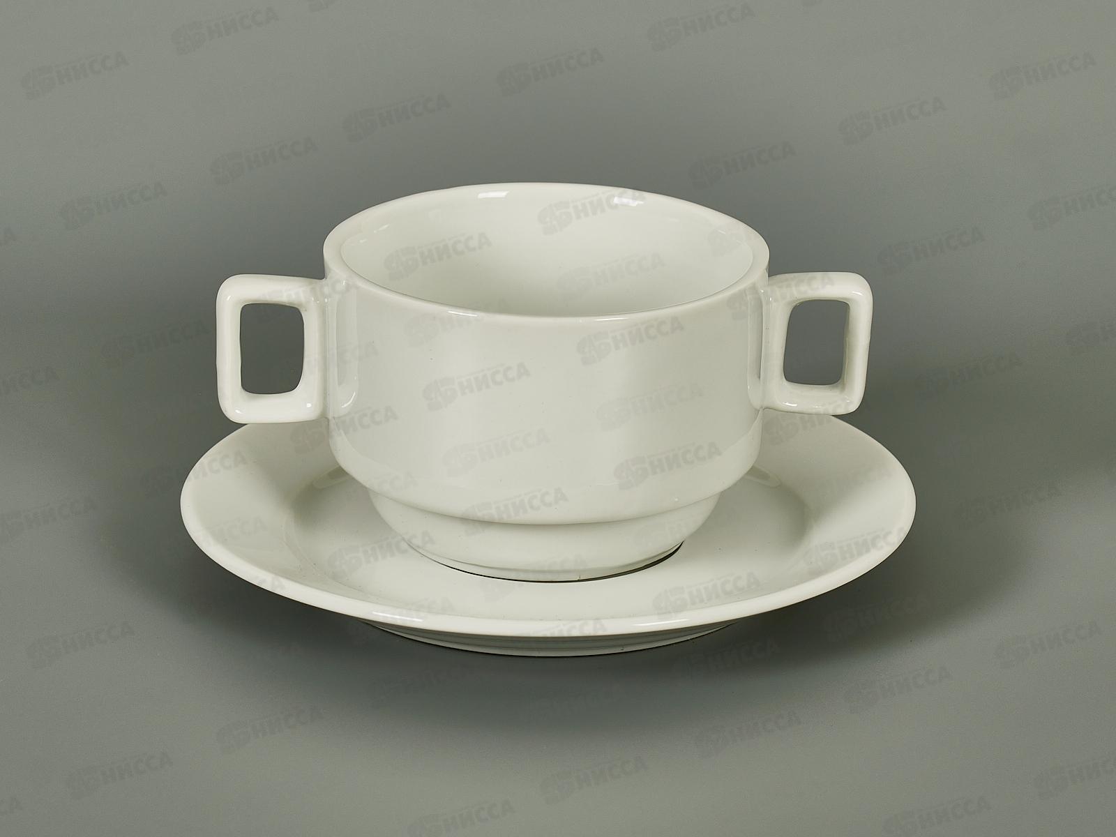 Бульонница с блюдцем 250мл фарфор белье ск0624-486 *1/48