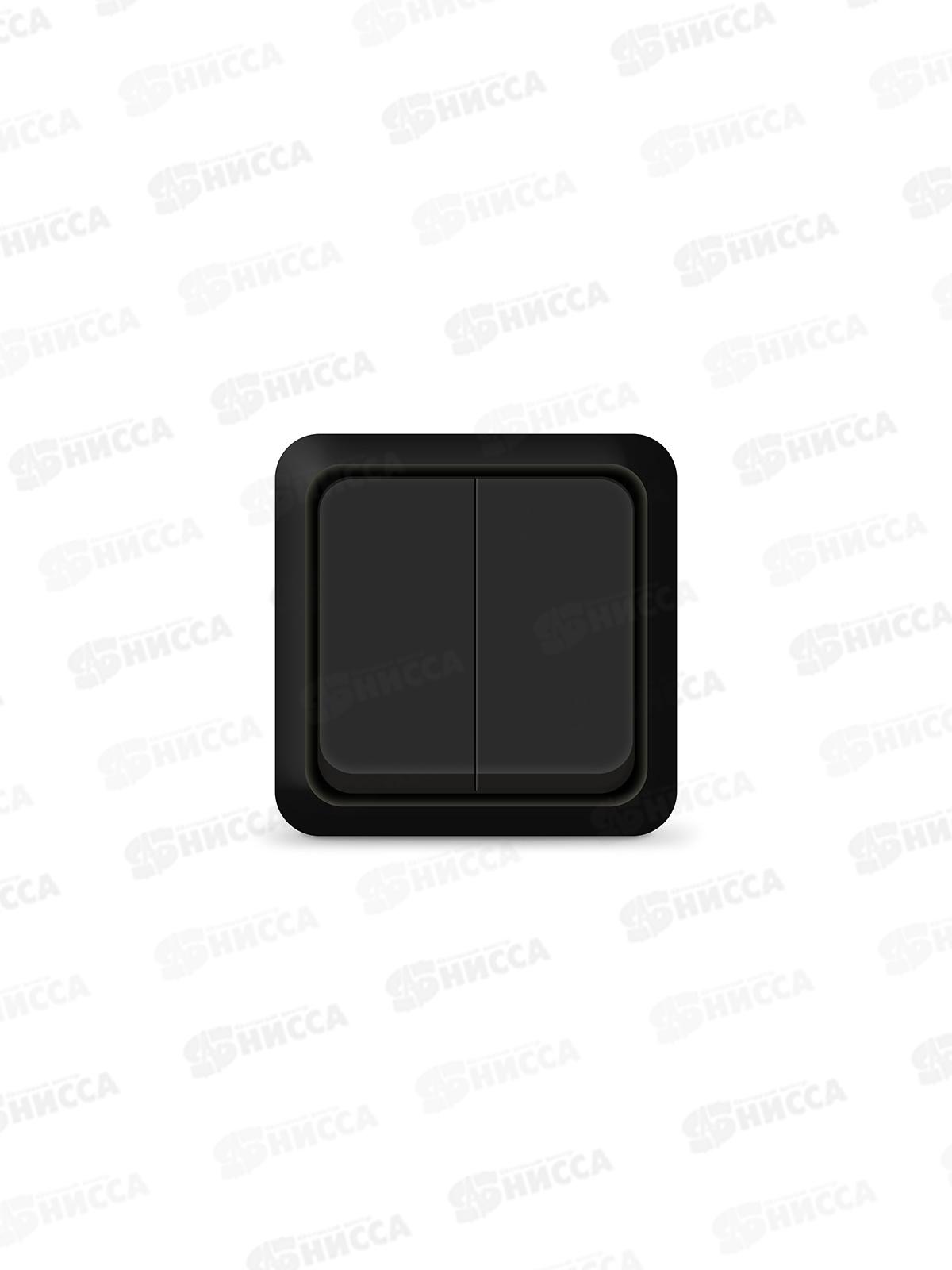 Выключатель ОЛИМП 2-клавиши открытой установки, 10А, 220В черный, 2213 *10