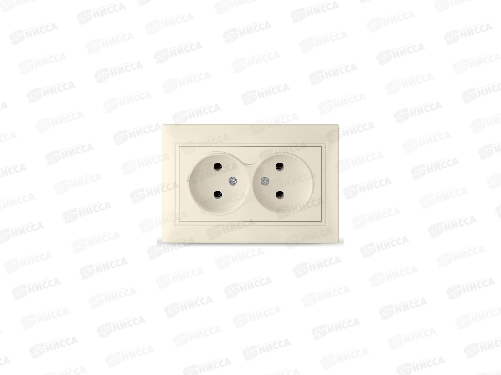 Розетка Севиль 2-местная скрытой установки, без заземления, 16А, 220В слон. кость Б-С0102*10