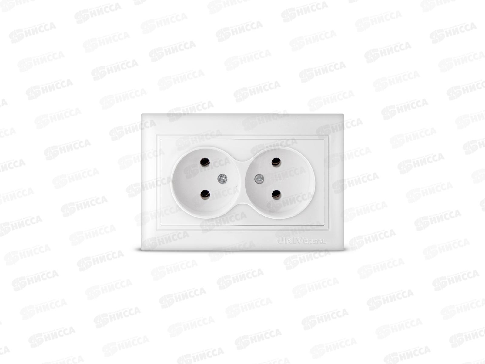 Розетка Севиль 2-местная скрытой установки, без заземления, 16А, 220В белая С0102*10