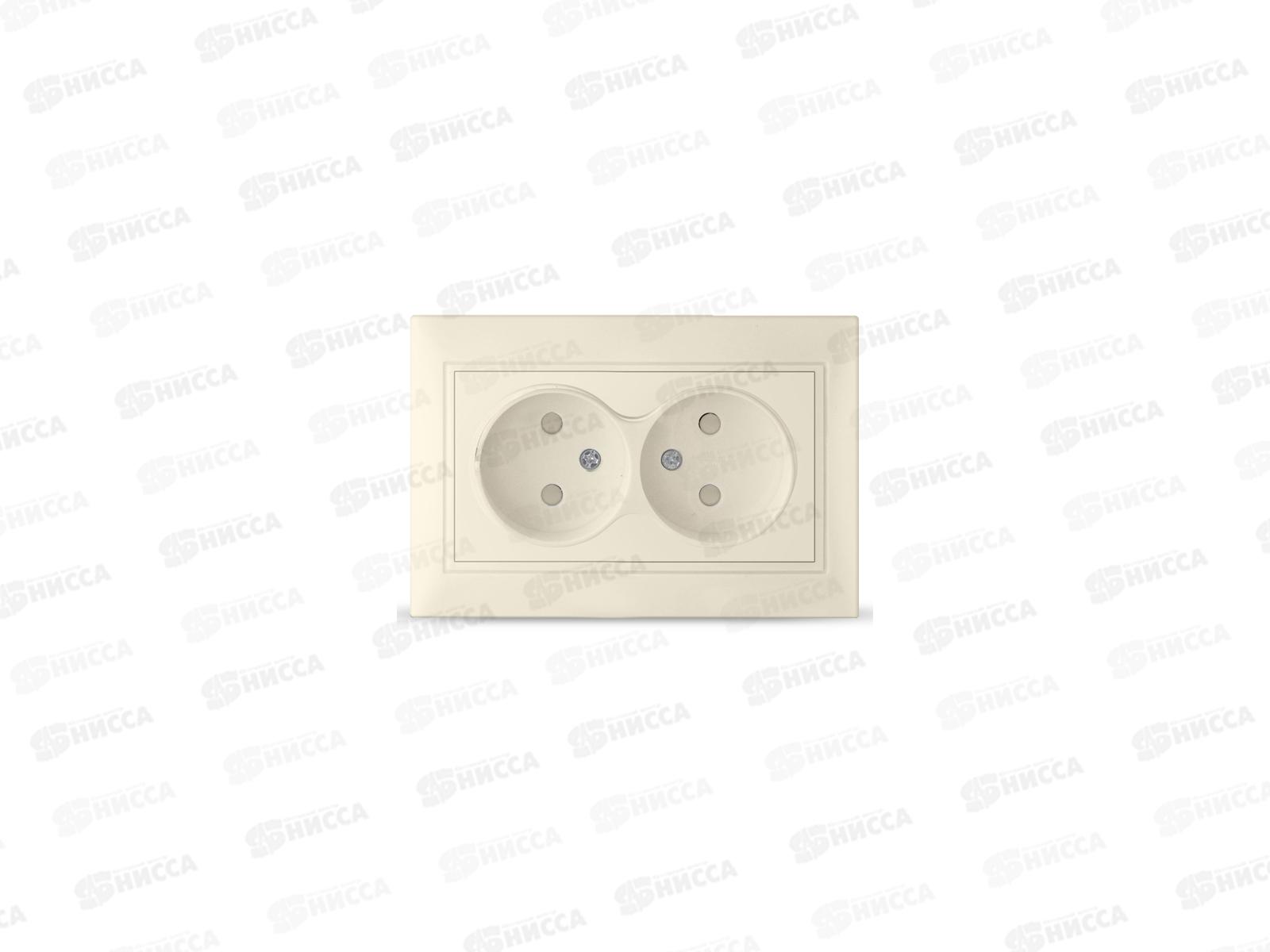 Розетка Севиль 2-местная скрытой установки, без заземления, з/ш 16А, 220В слон. кость Б-С0048*10