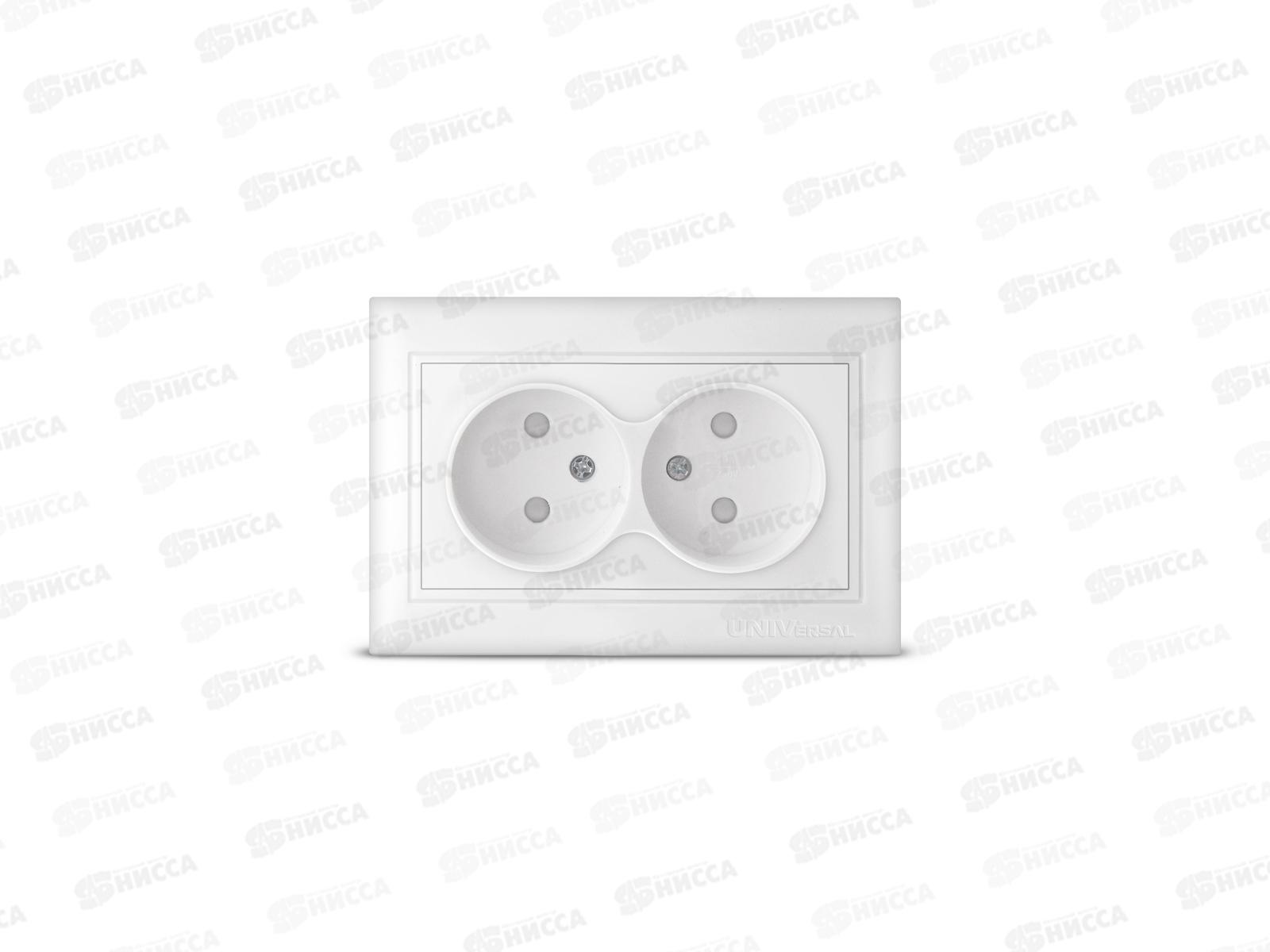 Розетка Севиль 2-местная скрытой установки, без заземления, з/ш 16А, 220В белая С0048*10