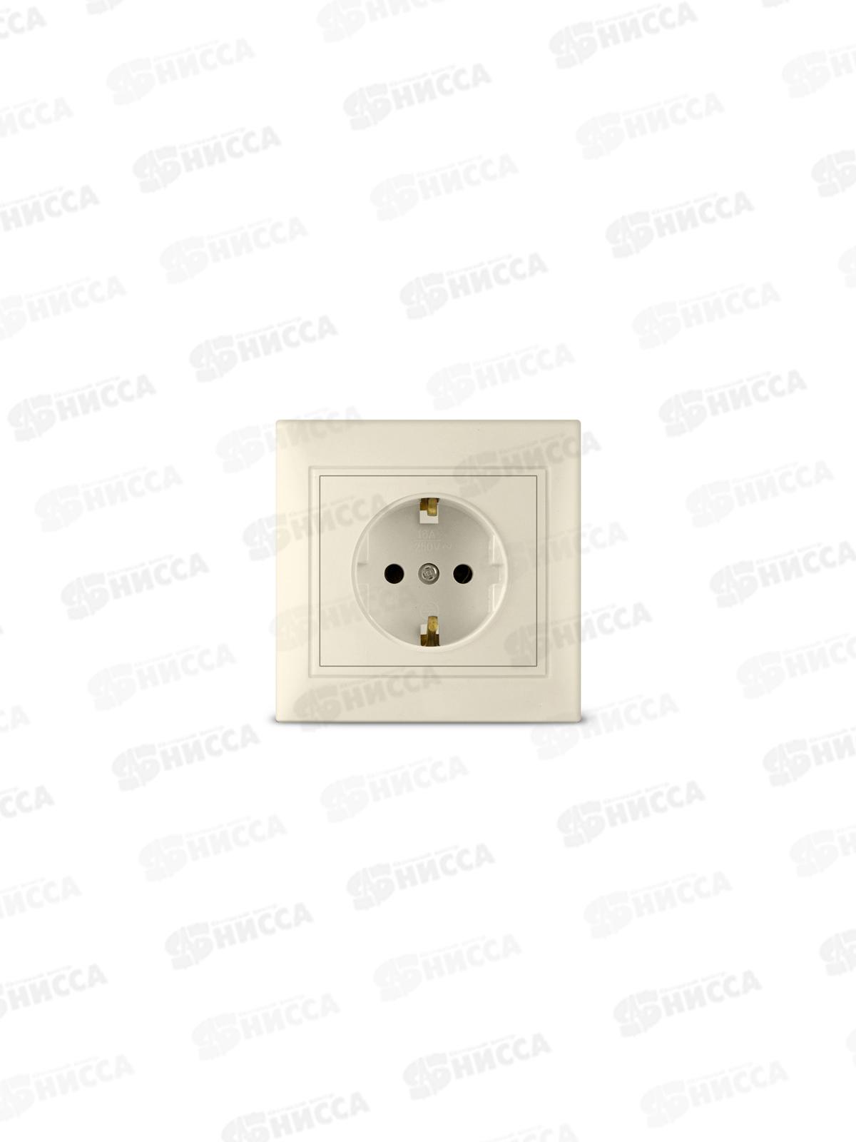 Розетка Севиль 1-местная скрытой установки, с заземлением,16А, 220В слон. кость Б-С0028*10