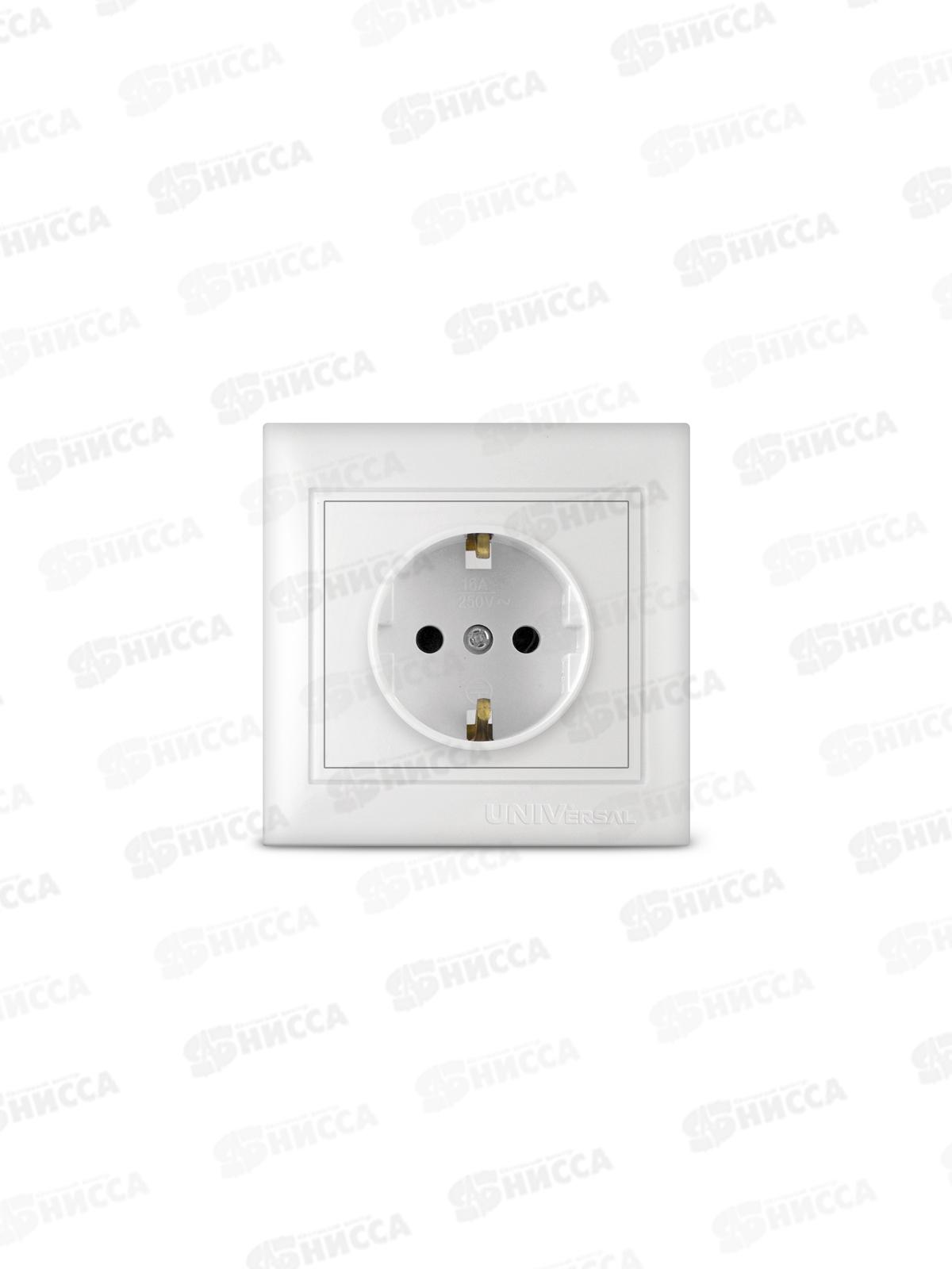 Розетка Севиль 1-местная скрытой установки, с заземлением,16А, 220В белая С0028*10