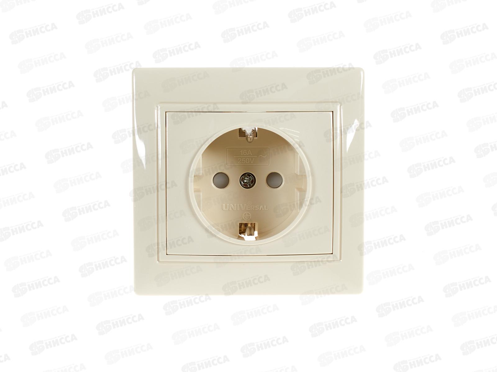 Розетка Севиль 2-местная скрытой установки, с заземлением, з/ш 16А, 220В слон. кость Б-С0049*10