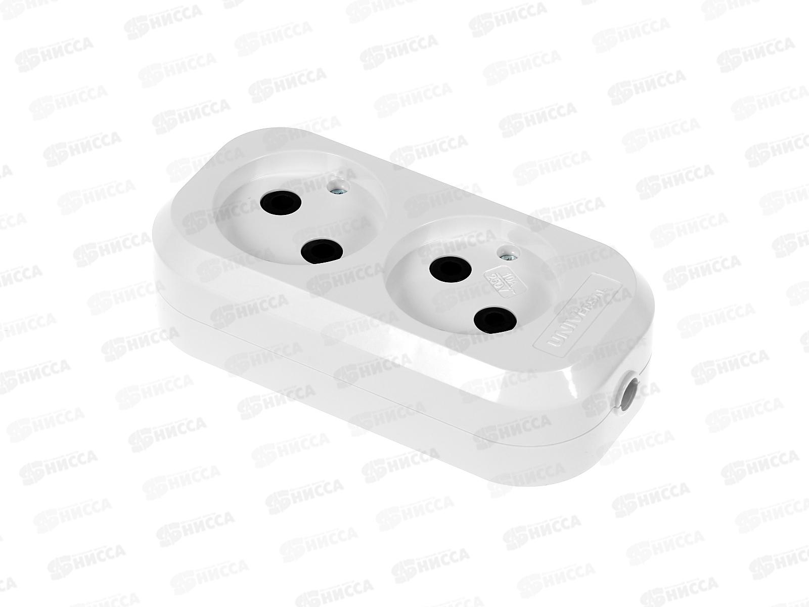 Колодка UNIVersal без заземления 2 гнезда АБС-пластик, E202