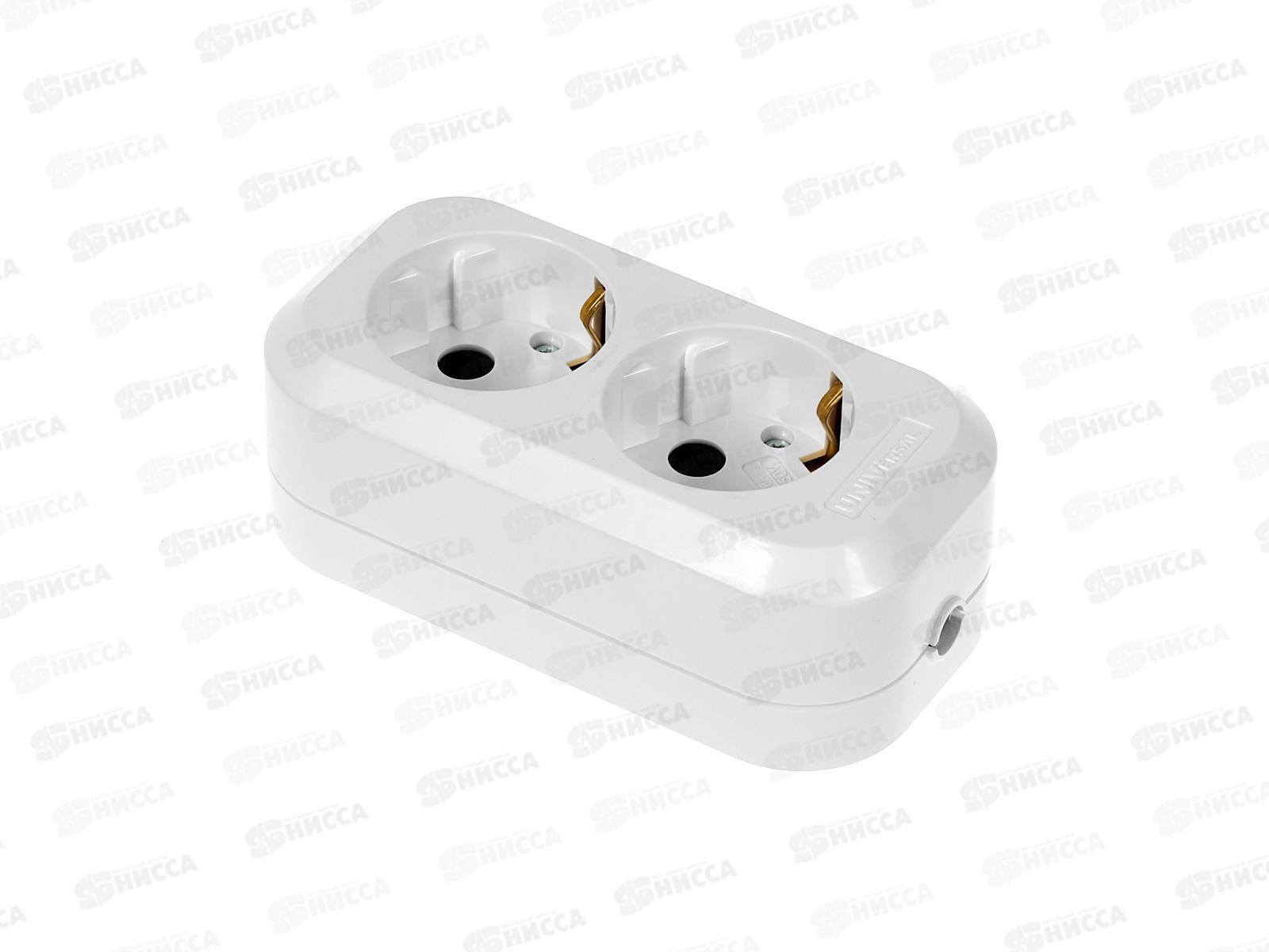 Колодка UNIVersal с заземлением 2 гнезда АБС-пластик, E302