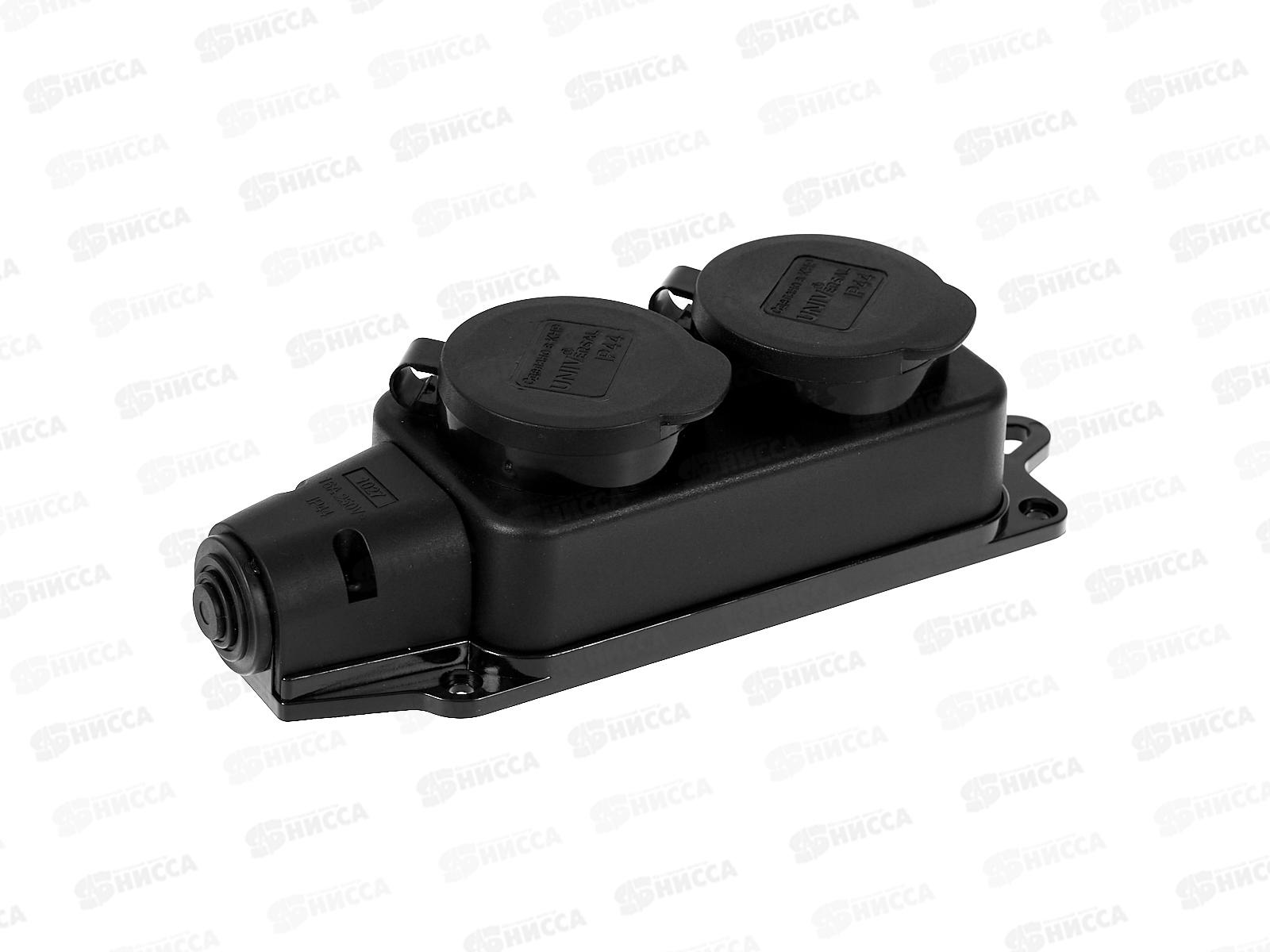 Колодка UNIVersal с заземлением 2 гнезда каучук, одноф. с заглуш., 1027