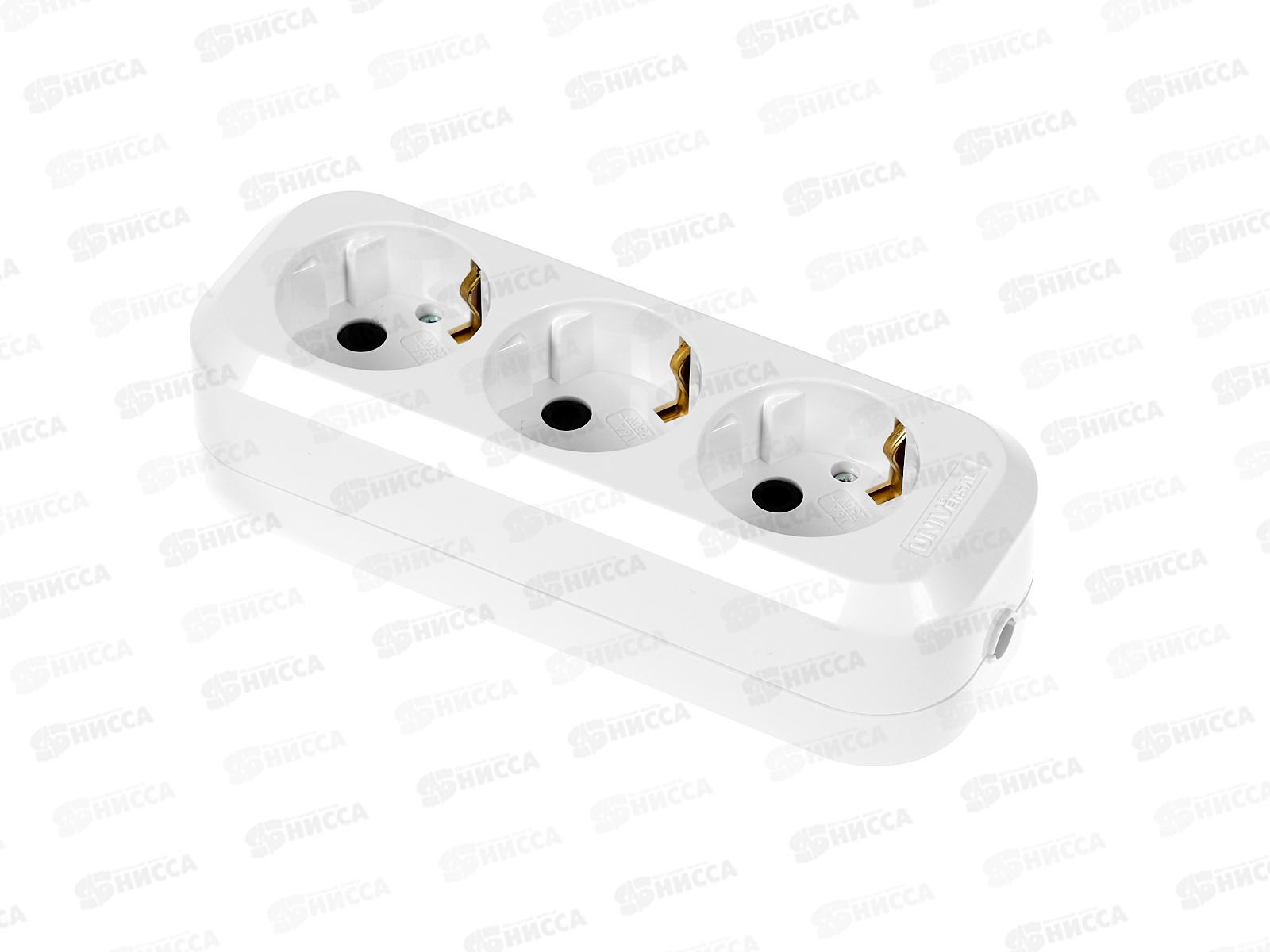 Колодка UNIVersal с заземлением 3 гнезда АБС-пластик, E303