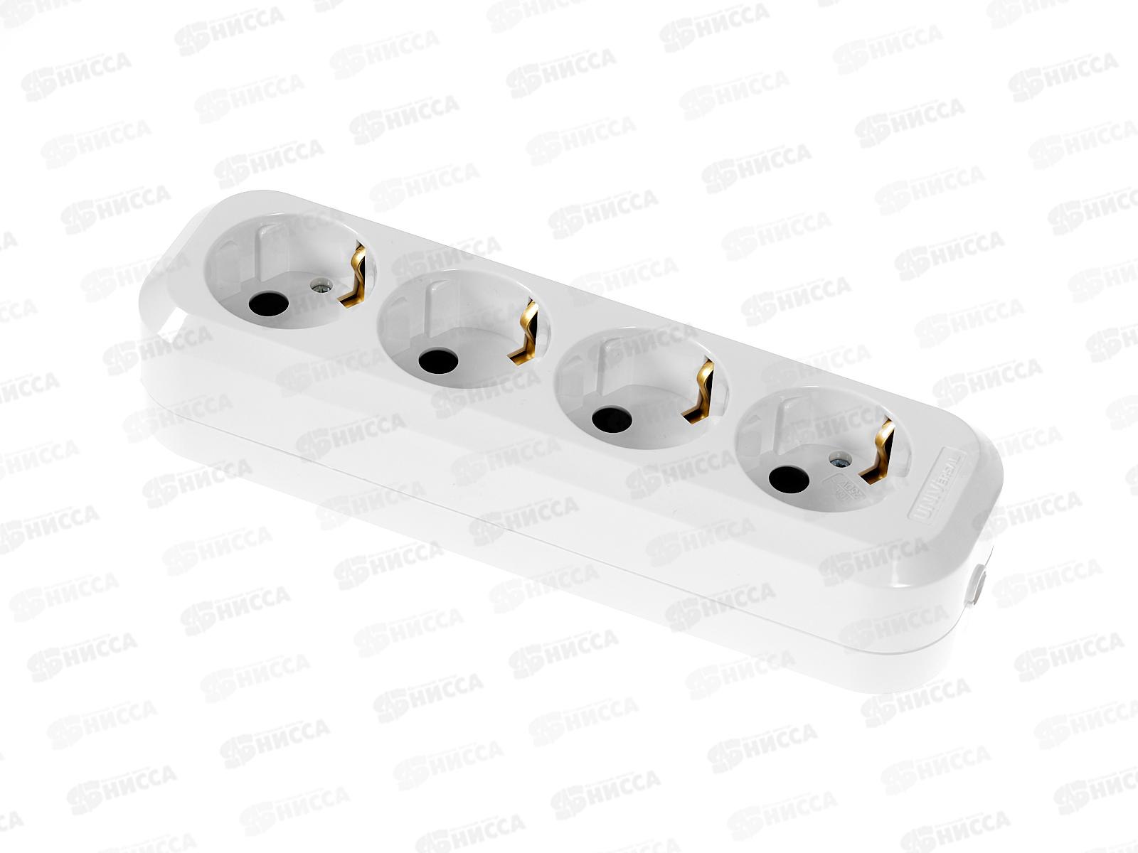 Колодка UNIVersal с заземлением 4 гнезда АБС-пластик, E304