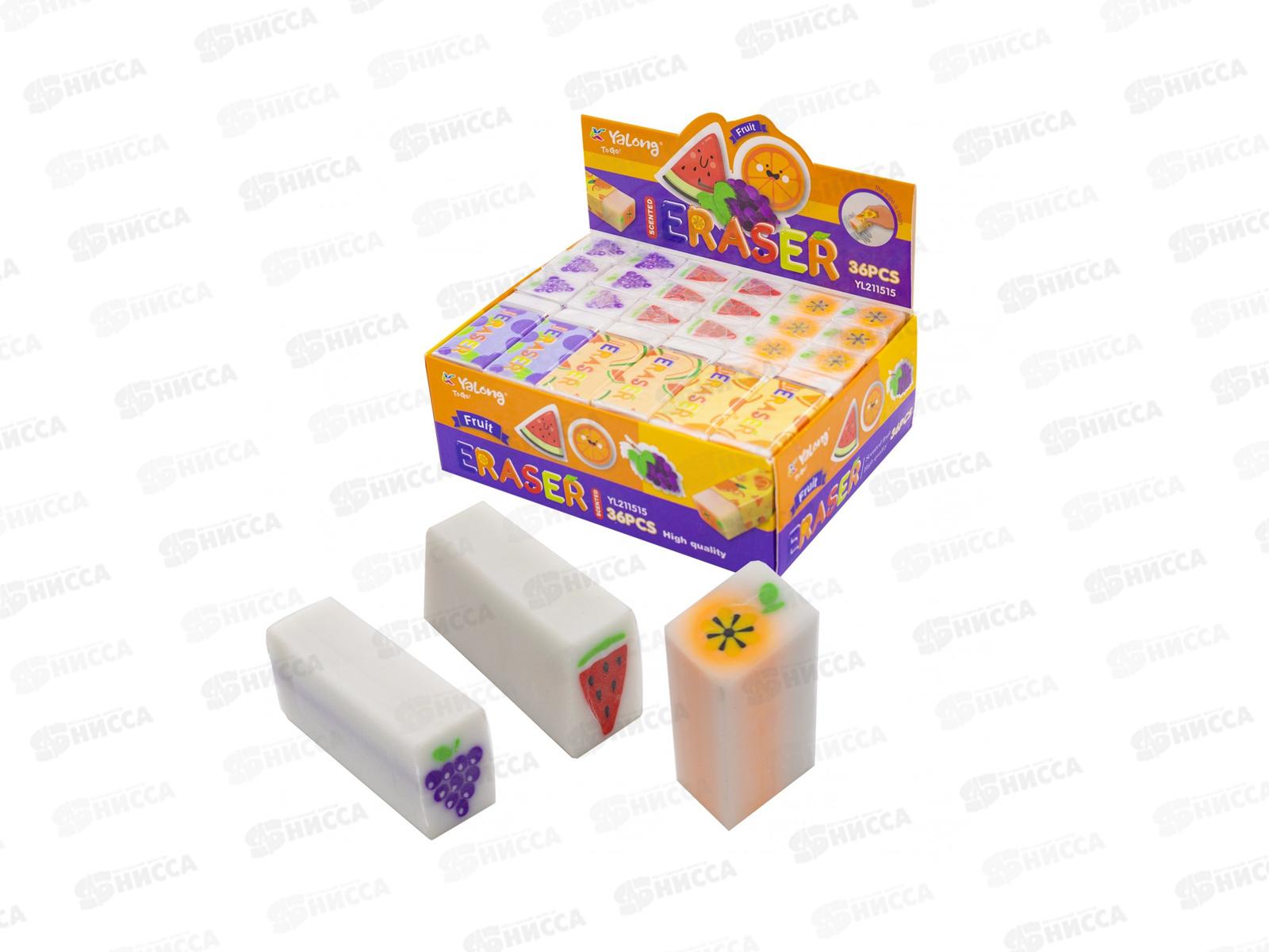 Ластик Yalong,синт.каучук, Фруктики прямоуг. ассорти YL211515  *36