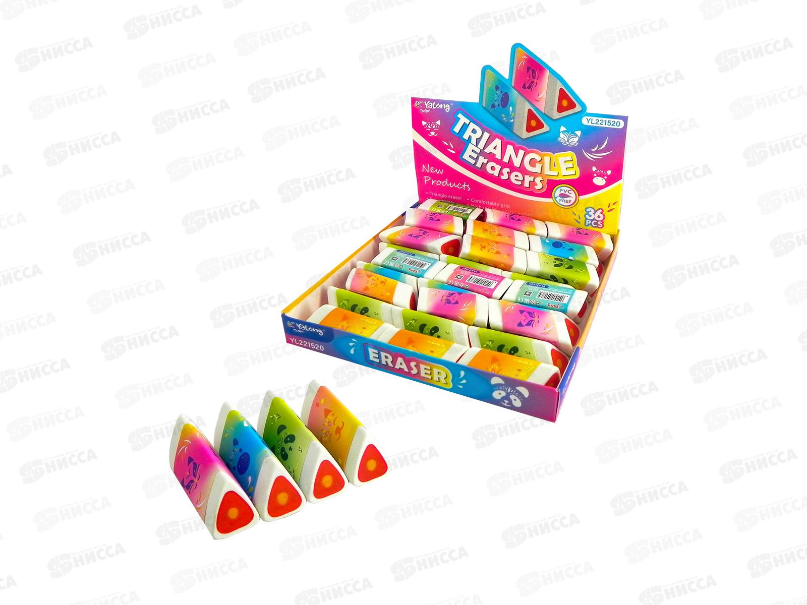 Ластик Yalong,синт.каучук, Маски животных трехгран.асс. YL221520 *36