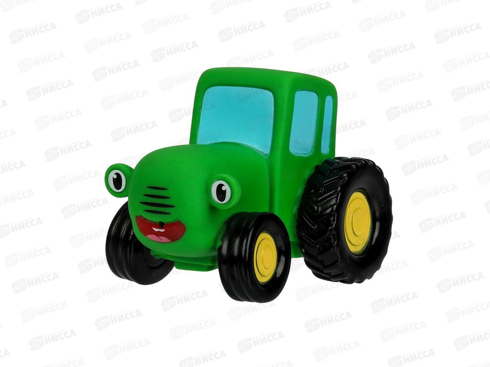 Игрушка пластизоль для ванны Синий трактор 10см, зеленый, в сетке, КАПИТОШКА, 392251