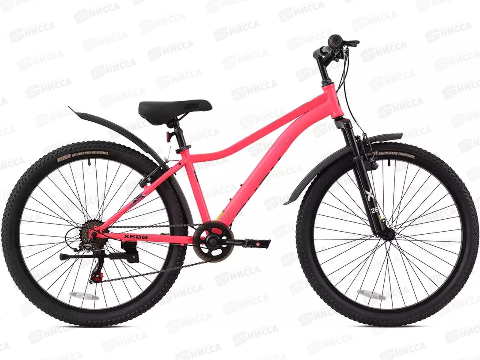 Велосипед 26&quot 6ск RUSH Х 600 V-brake ST розовый рама 14&quot, 430249