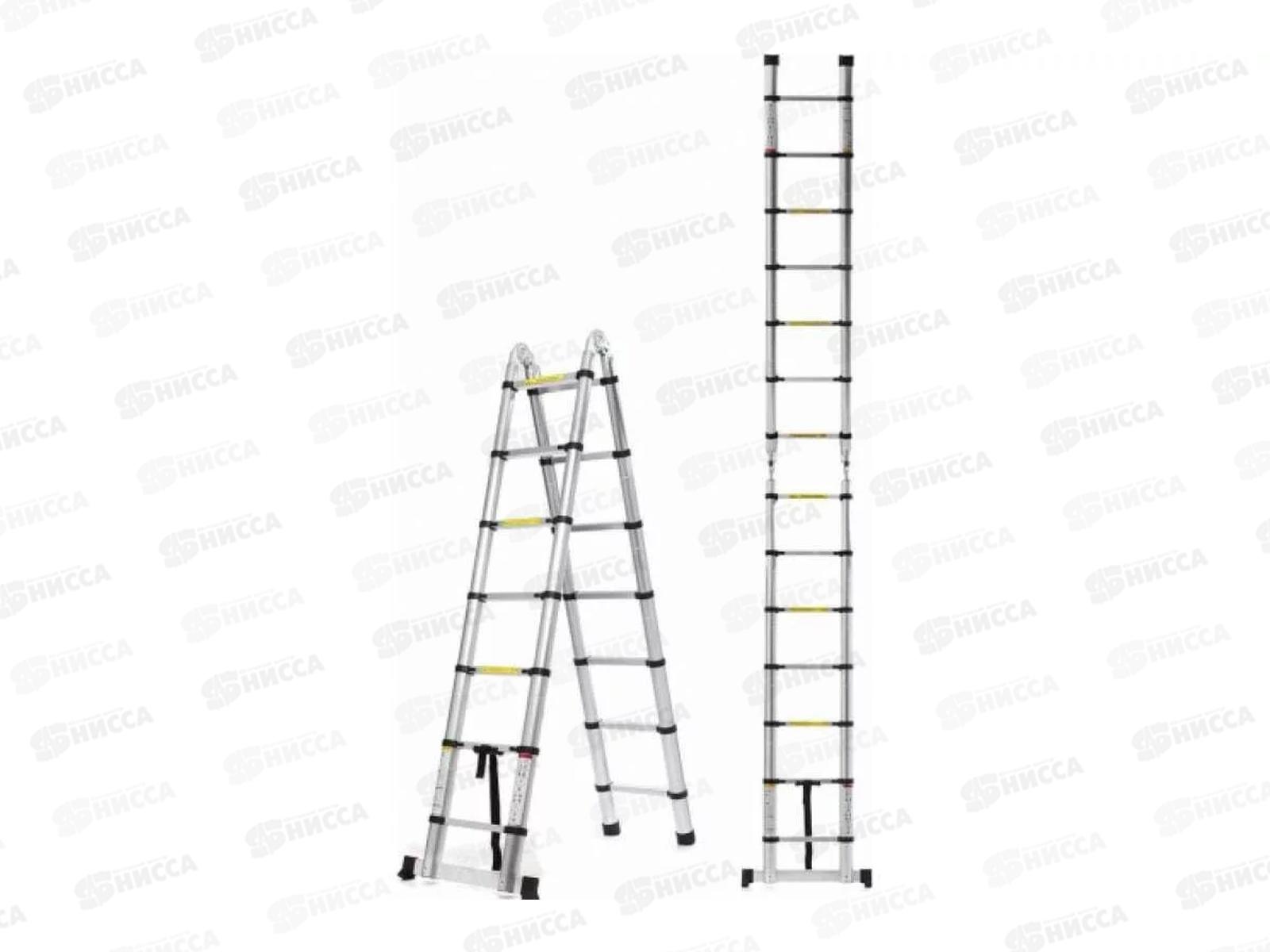 Лестница телескопическая многофункциональная  Техпром 4,2 метра SW-T3044 (красный квадрат)