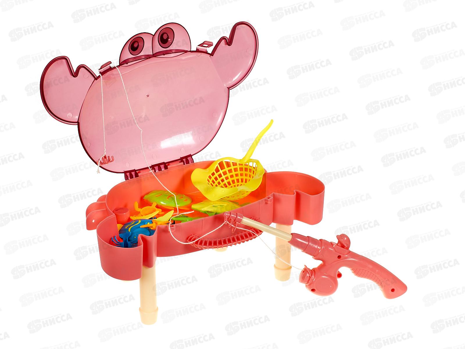 Рыбалка магнитная 1001935 (удочка, морские жители 10шт, садок, ванночка) розовая, зеленая