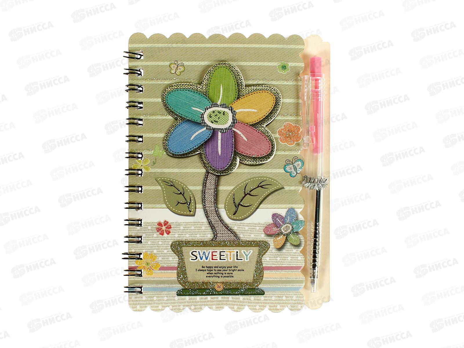 Блокнот с ручкой А6 30л. Цветок уп12/720шт Р21548-9