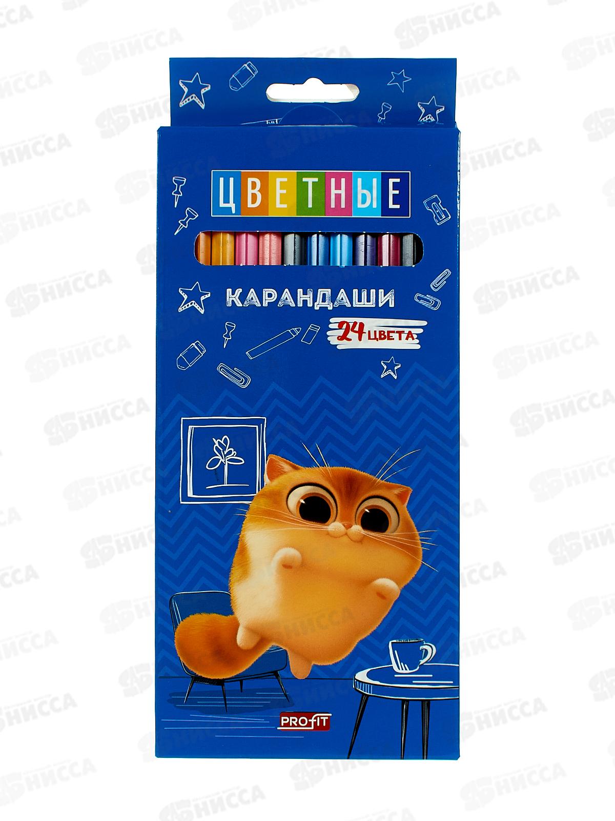 Карандаши 24цв Profit Котенок Мяу, пластик, 2М, КЦ-2631 *12