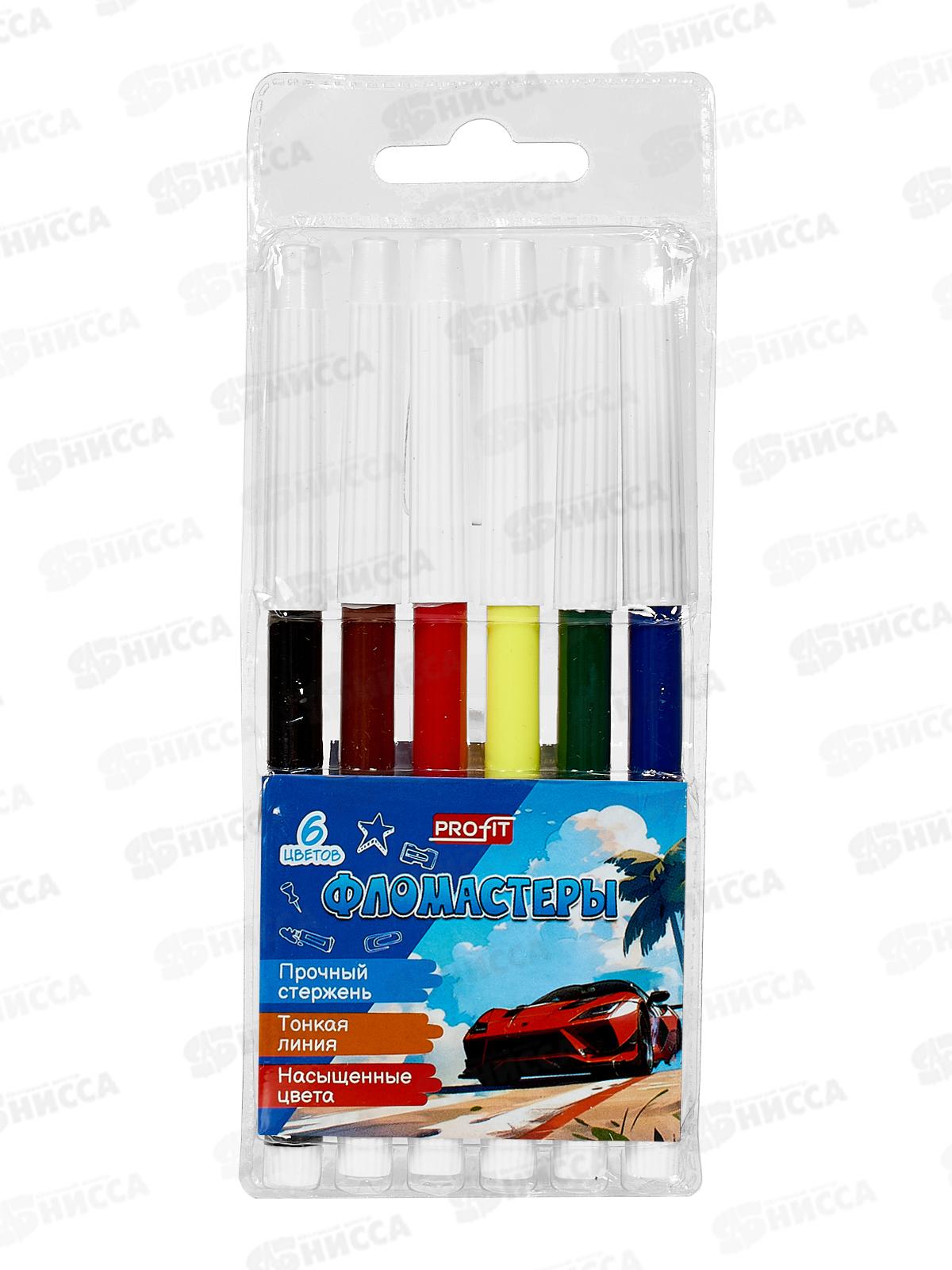 Фломастеры  6цв. Profit Авто, невен., ФЛ-2548 блистер *48/480