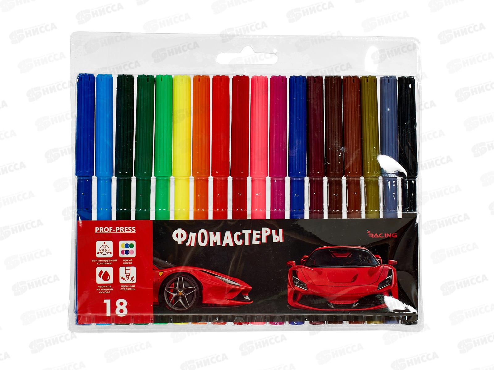 Фломастеры 18цв. ПП Красное авто, блистер, ФВ-2561 *12/144