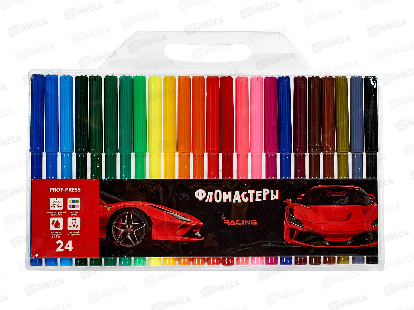 Фломастеры 24цв. ПП Красное авто, блистер, ФВ-2563 *12/96