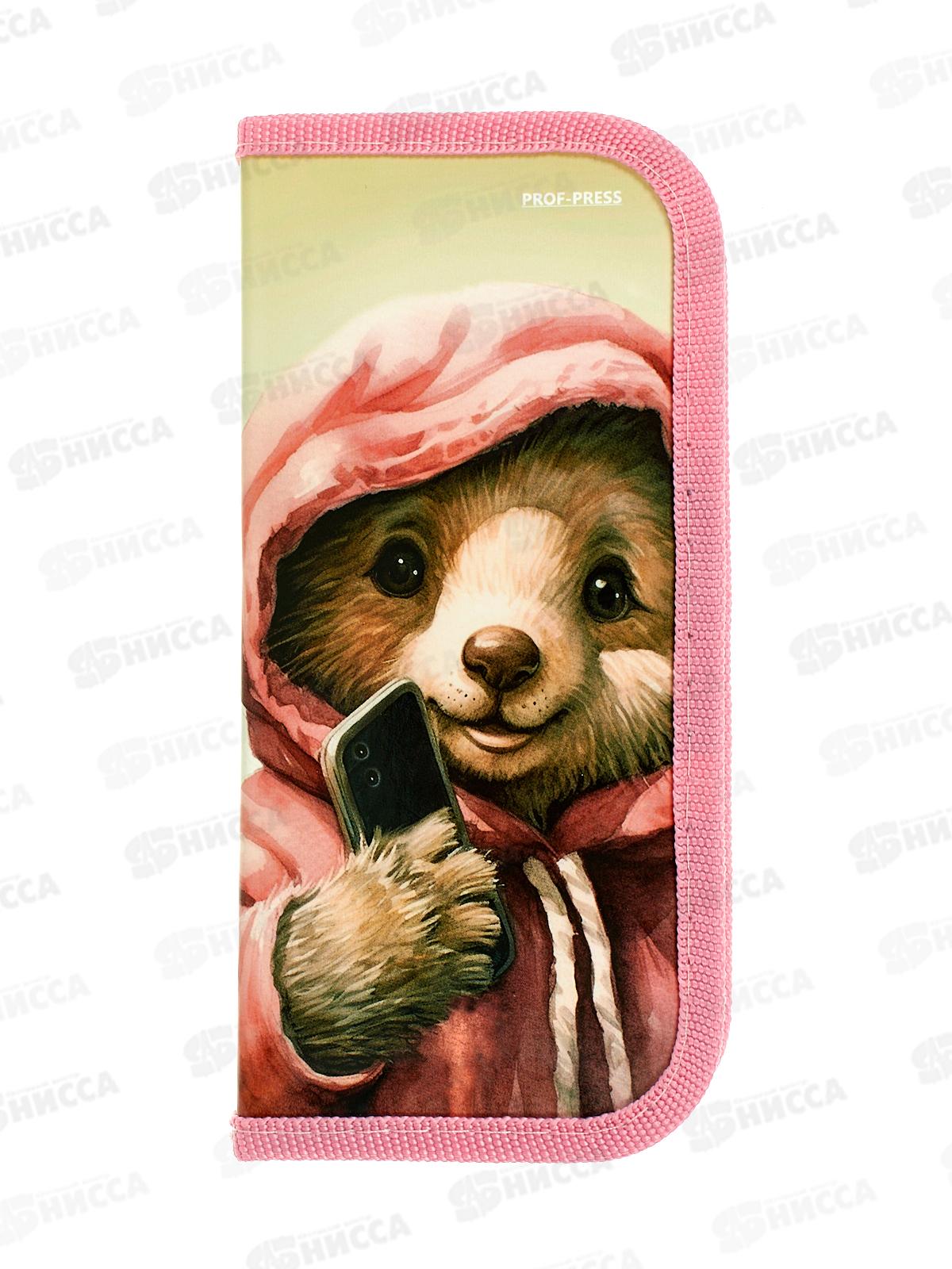 Пенал 1-секц ПП средний Мишка с телефоном, 190х90, ПН-1578  *40