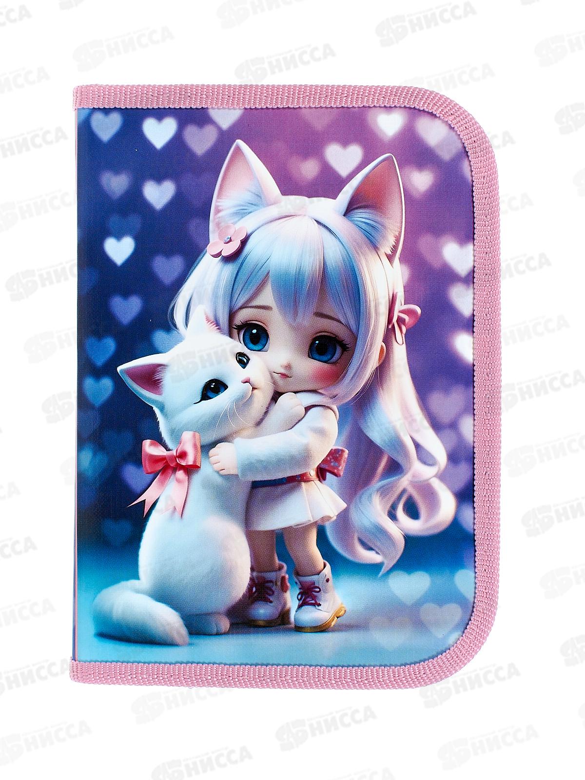 Пенал Hatber 19*13 Мой котик 1 отд, молн.,44055