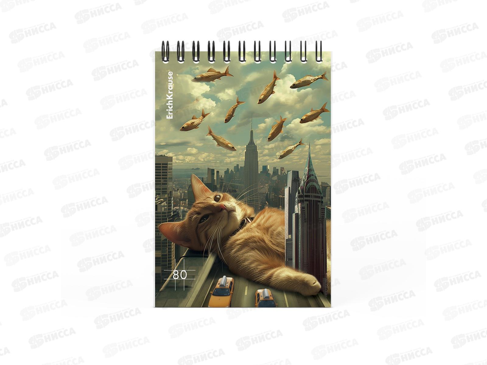 Блокнот 80л кл. EK А6 Big City Cats, гребень 63385 *24