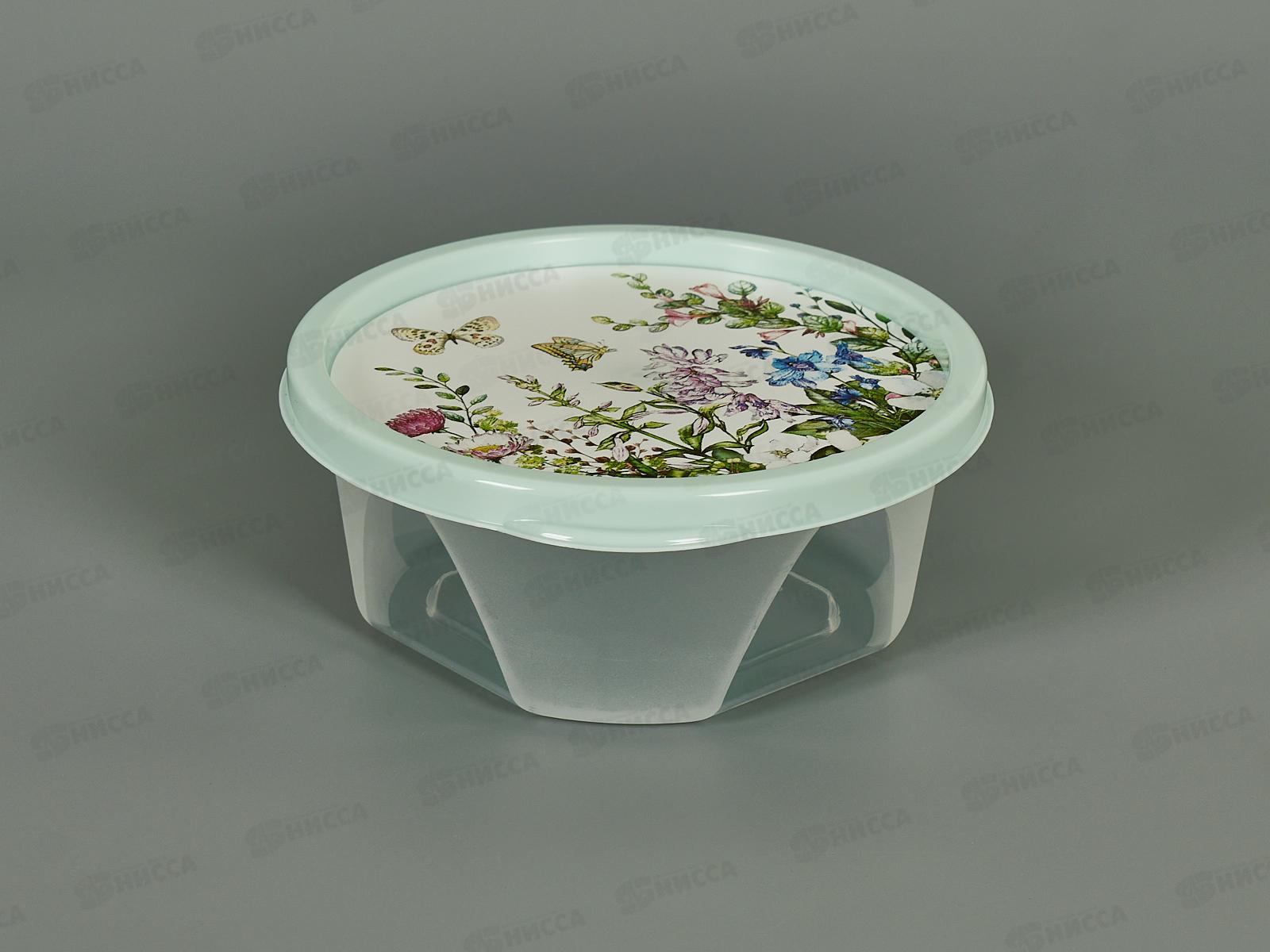 Контейнер 0,4л &quotЦветущий луг&quot круглый св-зел 223110617/01 *24