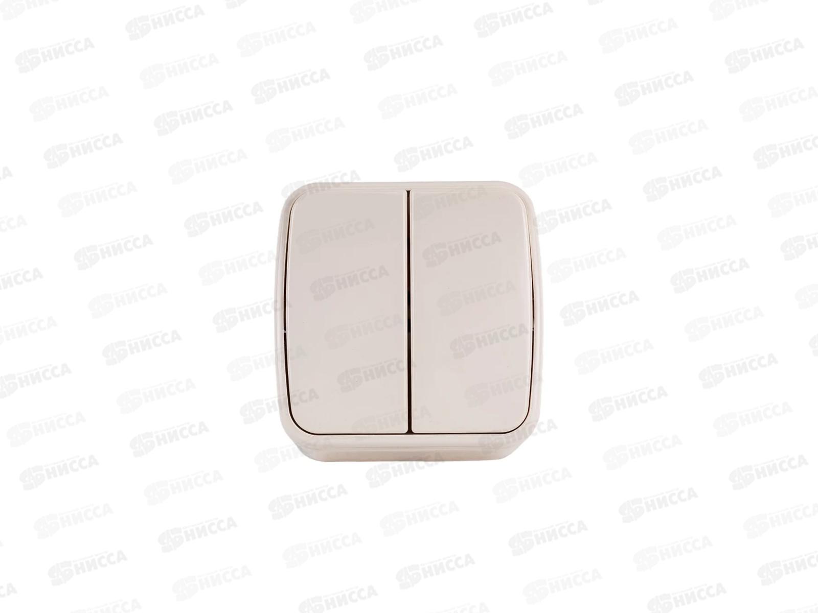 Выключатель открытая установка 2клавиши IP20 10А, сл.кость &quotДача&quot Народная, 0015 *10/100