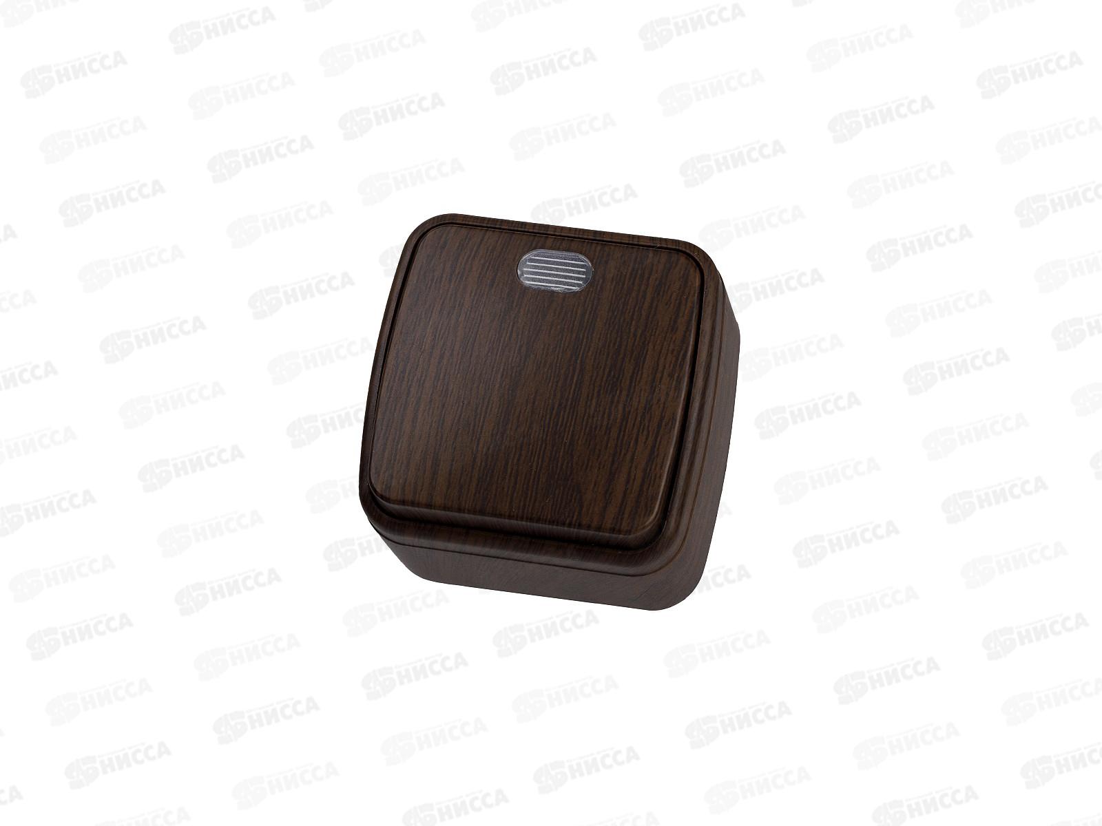 Выключатель 1-клавиша открытой установки с подсветкой IP20 10А, венге &quotДача&quot Народная, 0045 *10/100