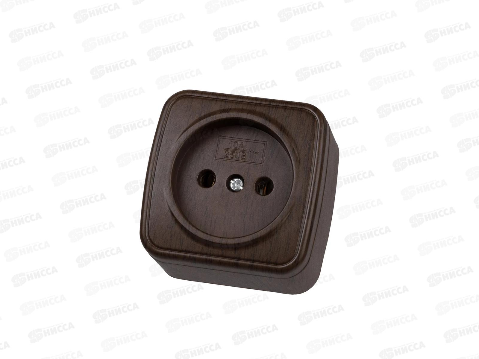 Розетка 2П открытой установки IP20 10А, венге &quotДача&quot Народная, 0027 *12/120