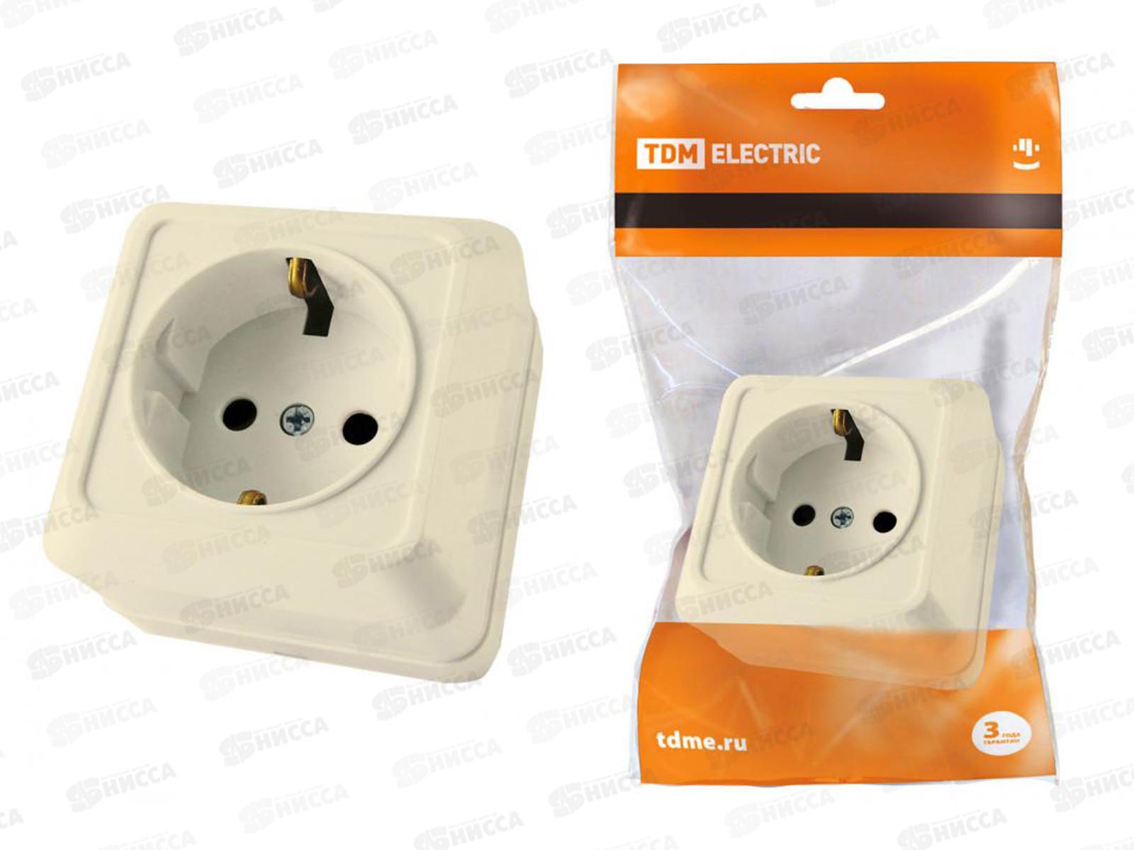 Розетка 2П+З открытой установки IP20 16А, сл. кость &quotДача&quot Народная, 0021 *10/100