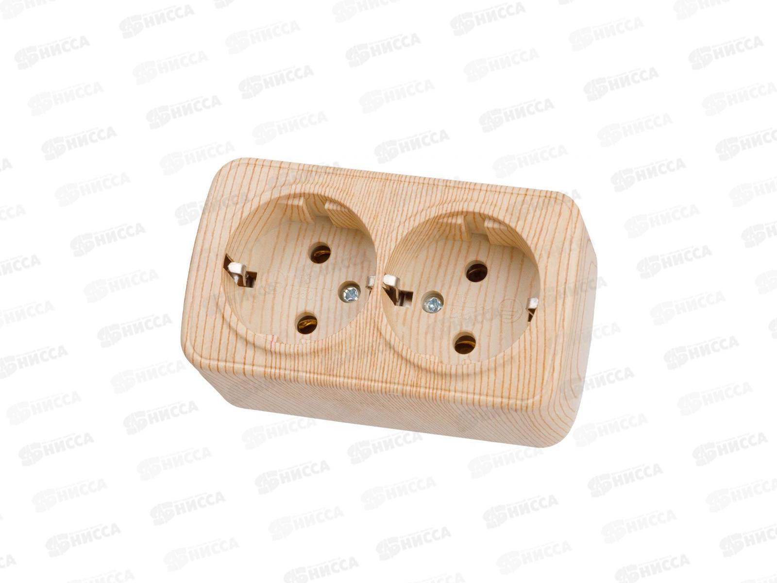 Розетка 2П+З открытой установки IP20 16А, сосна &quotДача&quot Народная, 0038 *10/100