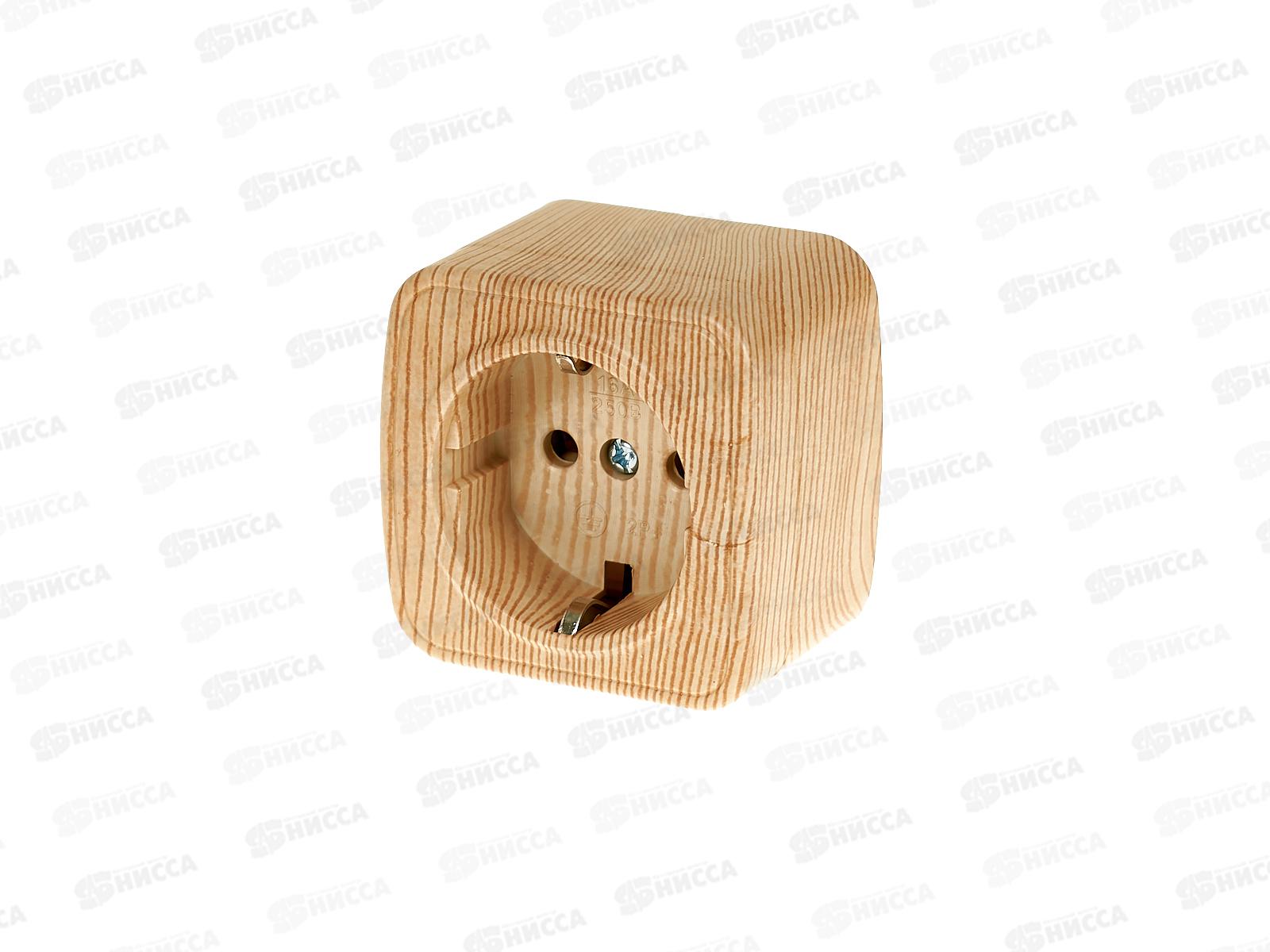 Розетка 2П+З открытой установки IP20 16А, сосна &quotДача&quot Народная, 0038 *10/100