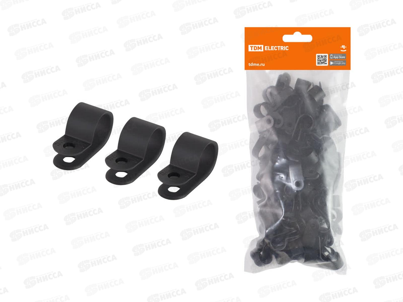 Скоба нейлоновая крепежная СКН-16 черная (100шт) TDM, 0215 *10/50