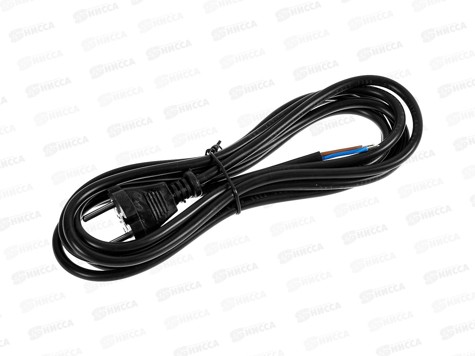 Шнур сетевой с вилкой ПВС-ВП 2x0,75кв.мм, 3м без заземления, черный, 0082 *60